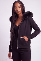 Fleece Faux Fur Trim Zip Hoodie