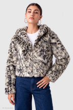 Faux Fur Zip Hooded Jacket
