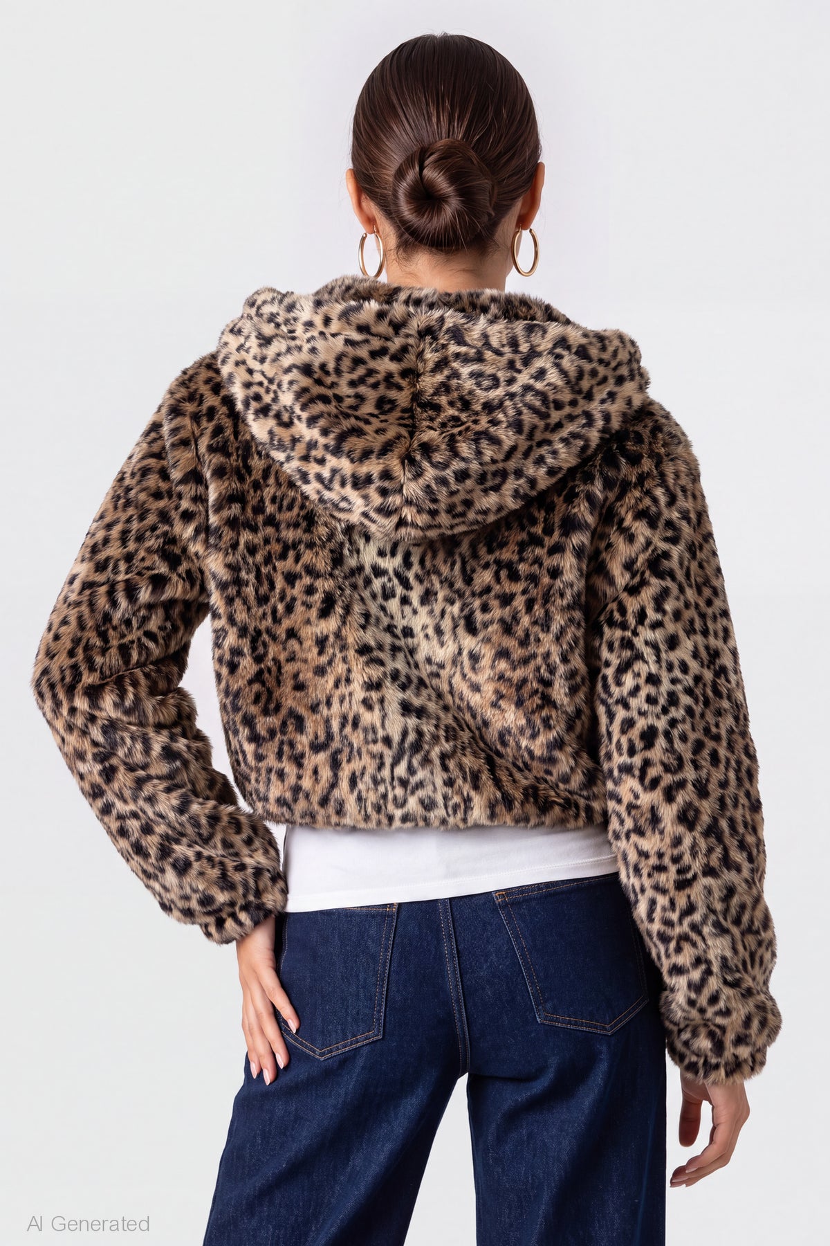 Alt View 2. Faux Fur Zip Hooded Jacket - Tan