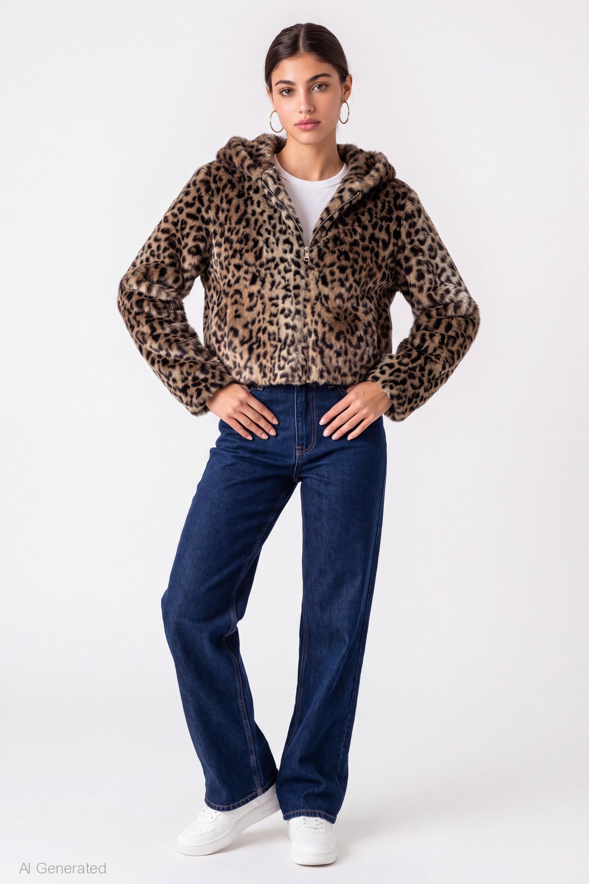 Alt View 3. Faux Fur Zip Hooded Jacket - Tan