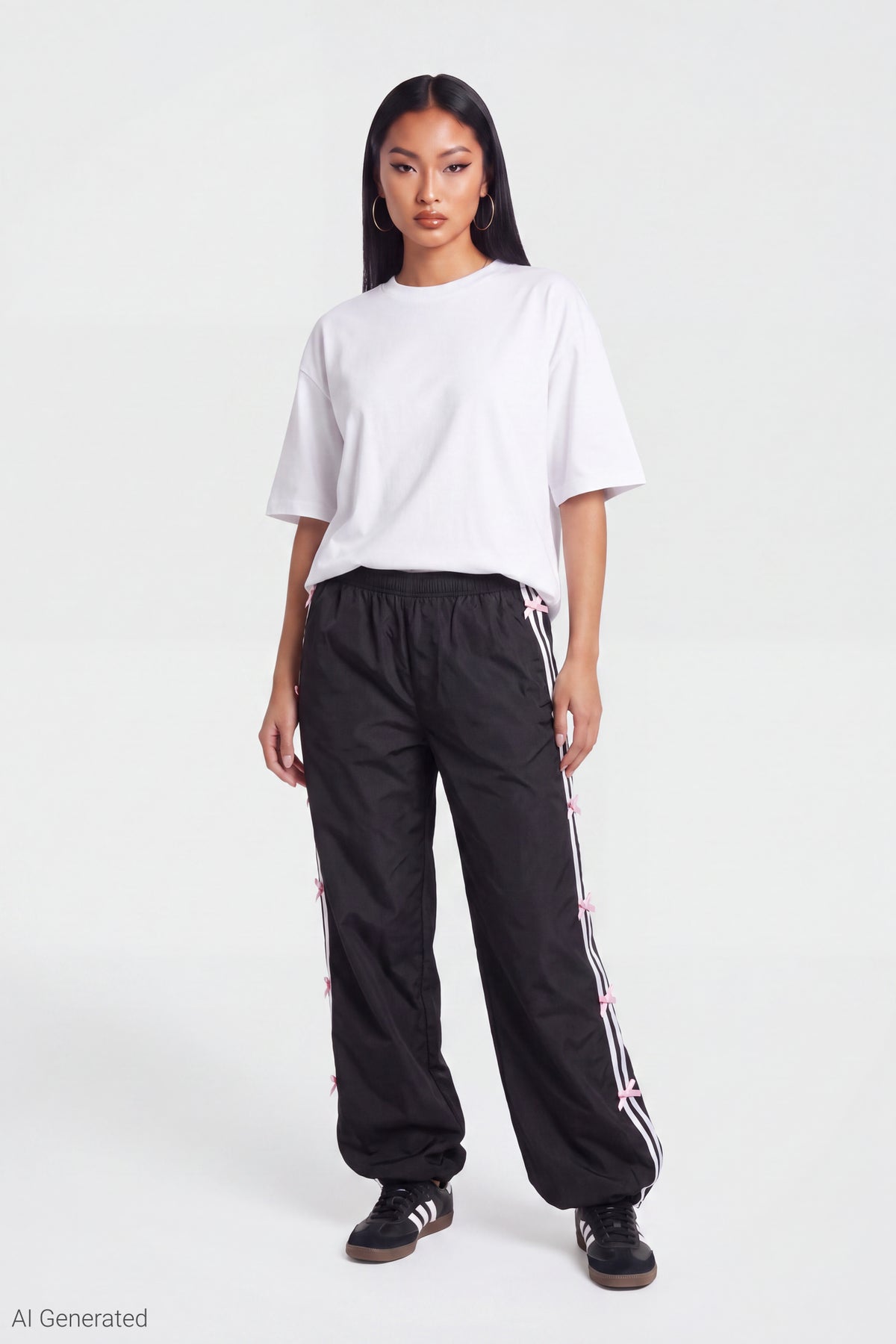 Bow Trim Track Pant - Black