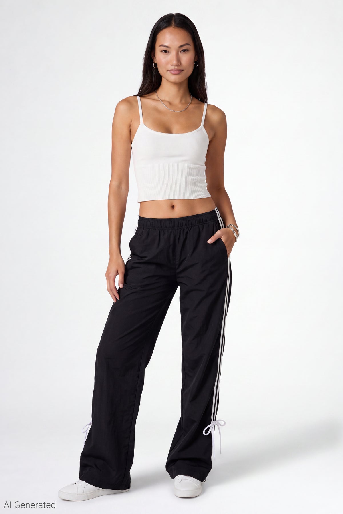 Bow Detail Track Pant - Black