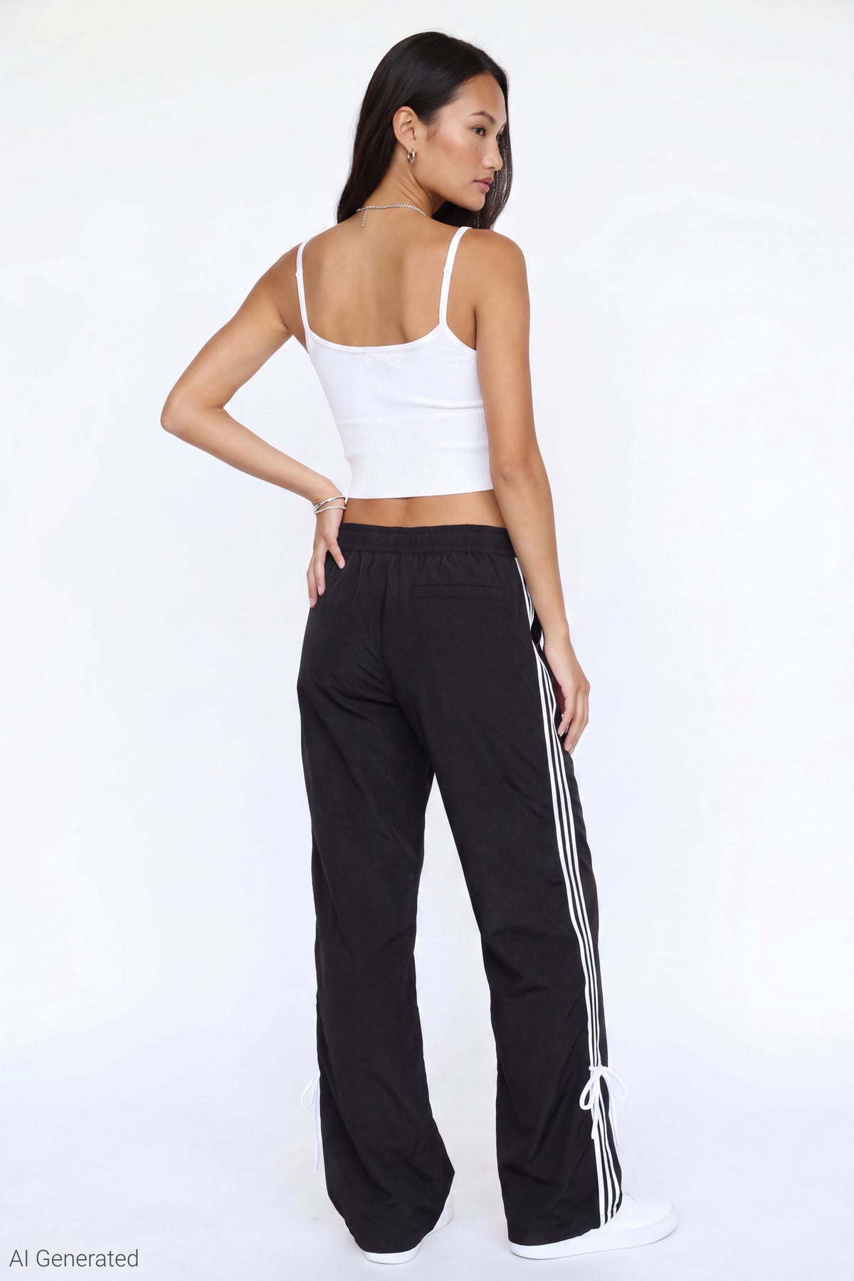 Alt View 2. Bow Detail Track Pant - Black