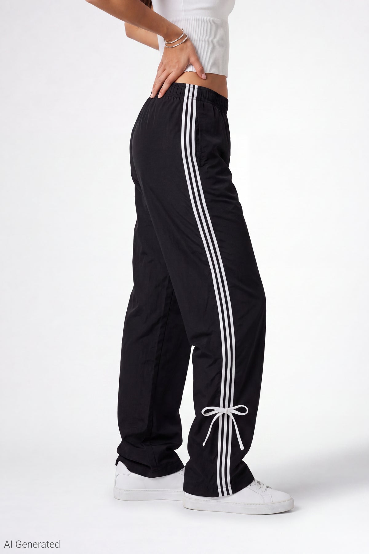 Alt View 3. Bow Detail Track Pant - Black