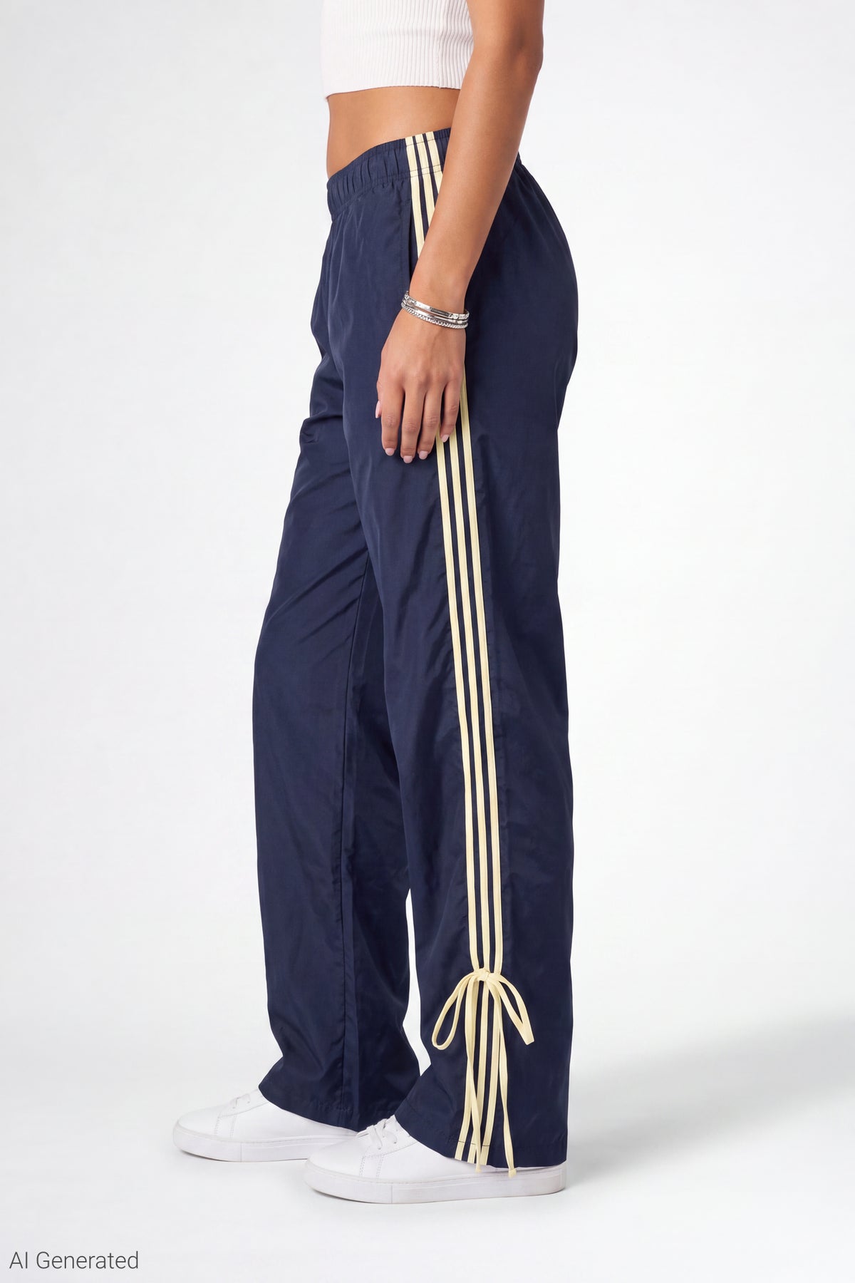 Alt View 3. Bow Detail Track Pant - Blue