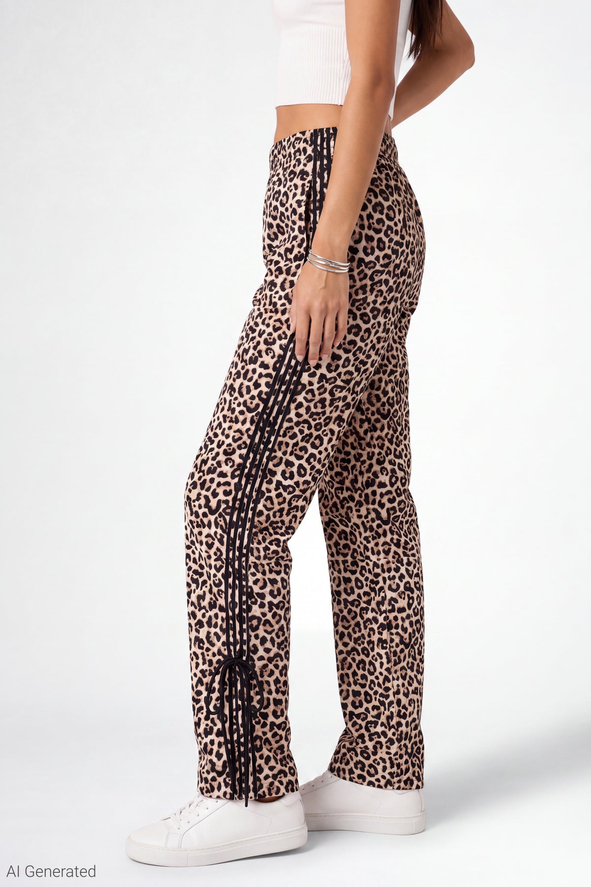 Alt View 3. Bow Detail Track Pant - Leopard