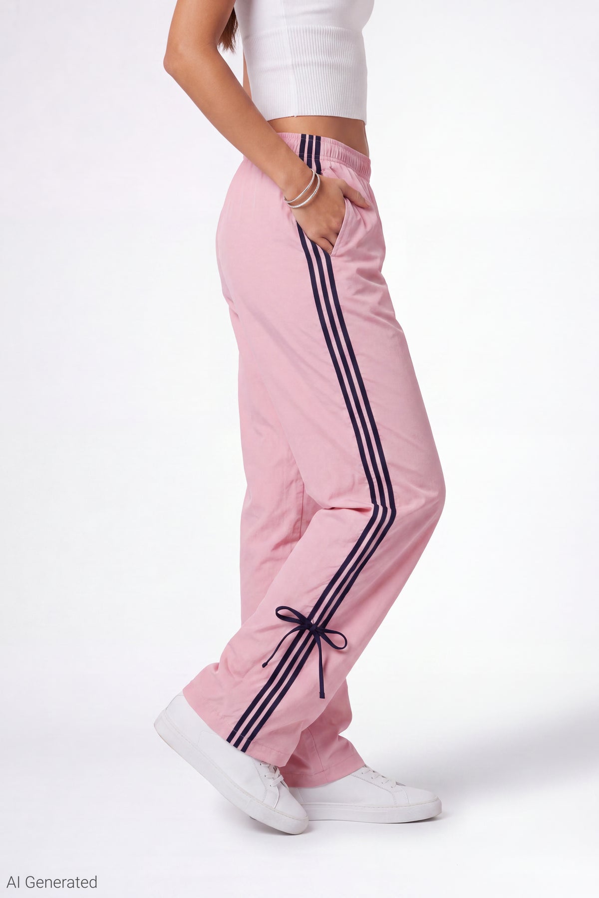 Alt View 3. Bow Detail Track Pant - Pink