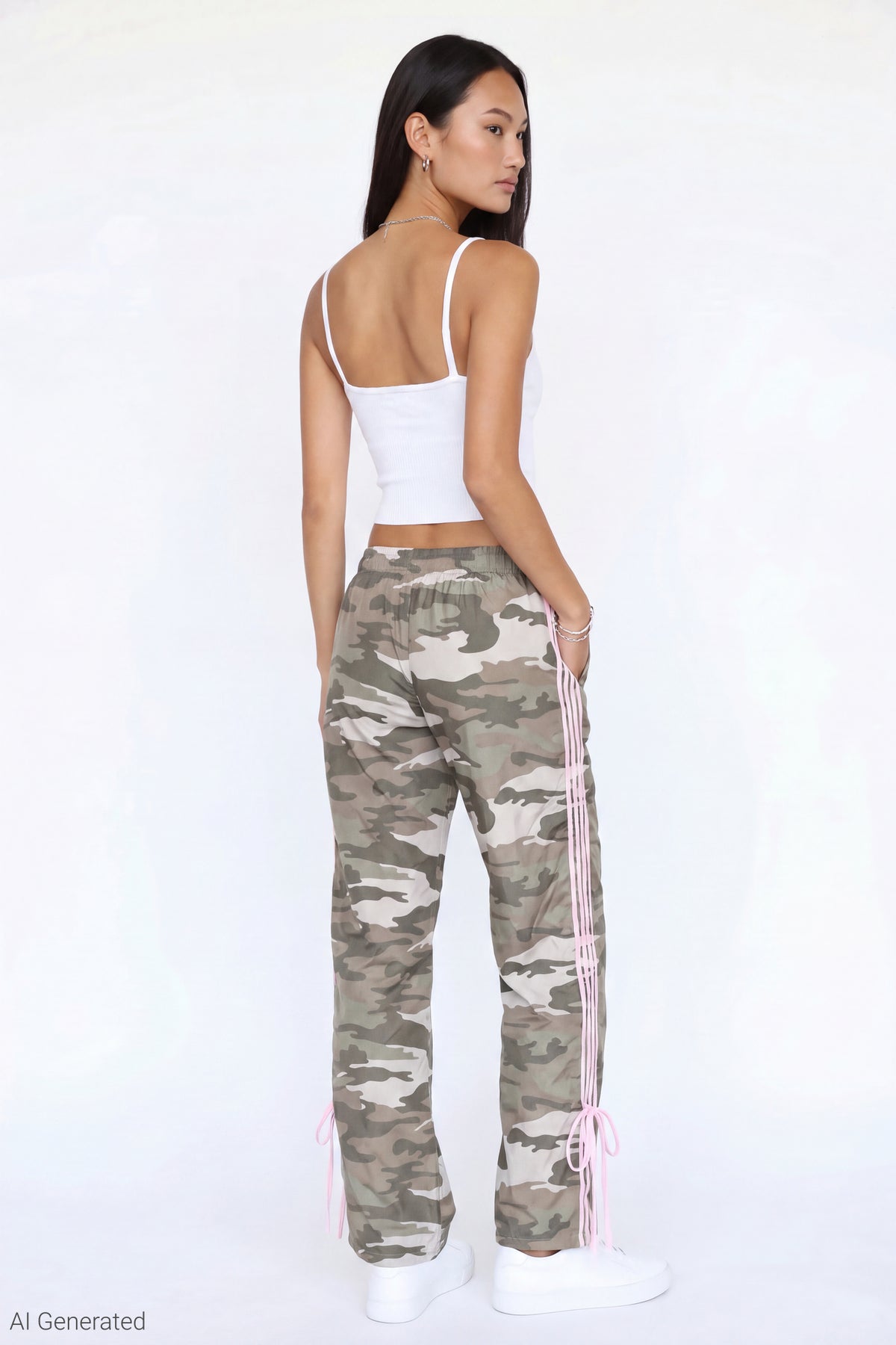 Alt View 2. Bow Detail Track Pant - Camouflage