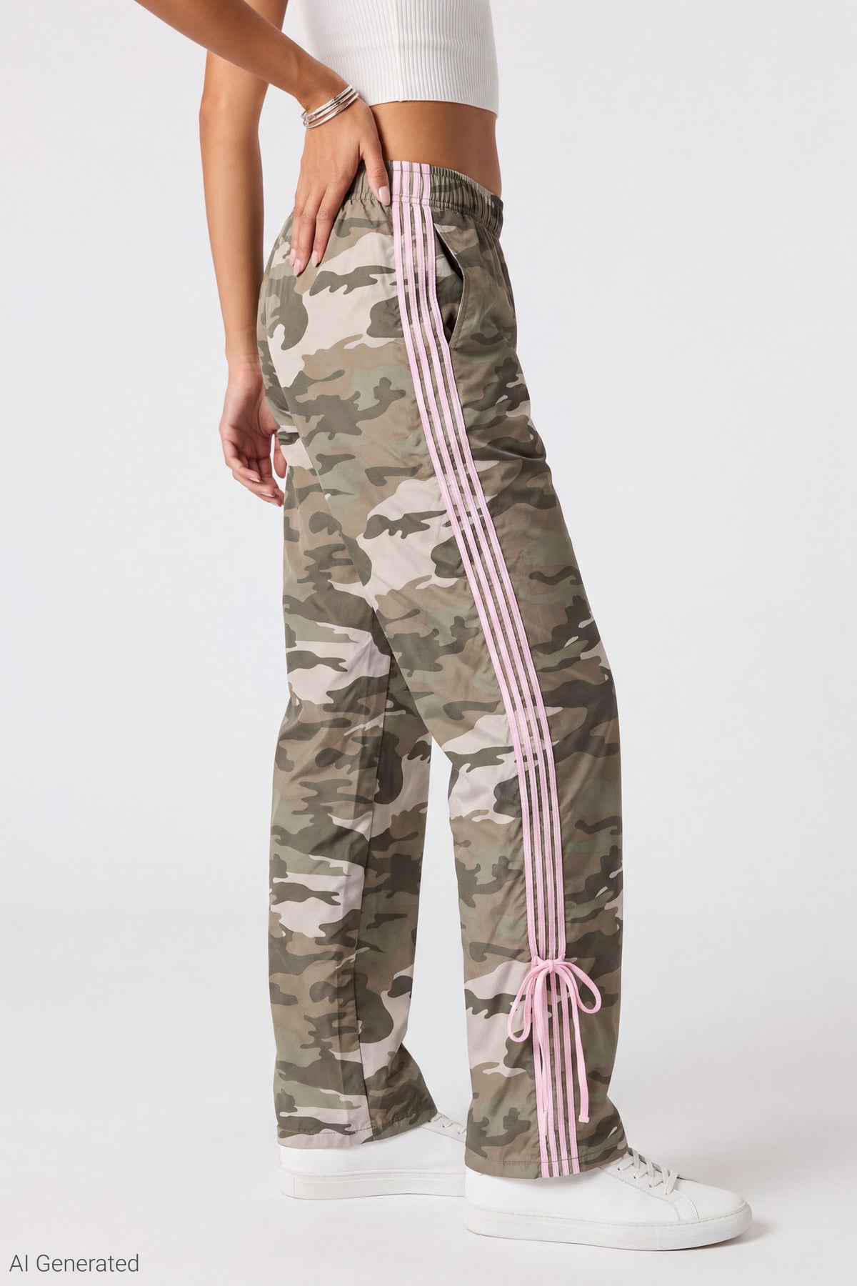 Alt View 3. Bow Detail Track Pant - Camouflage