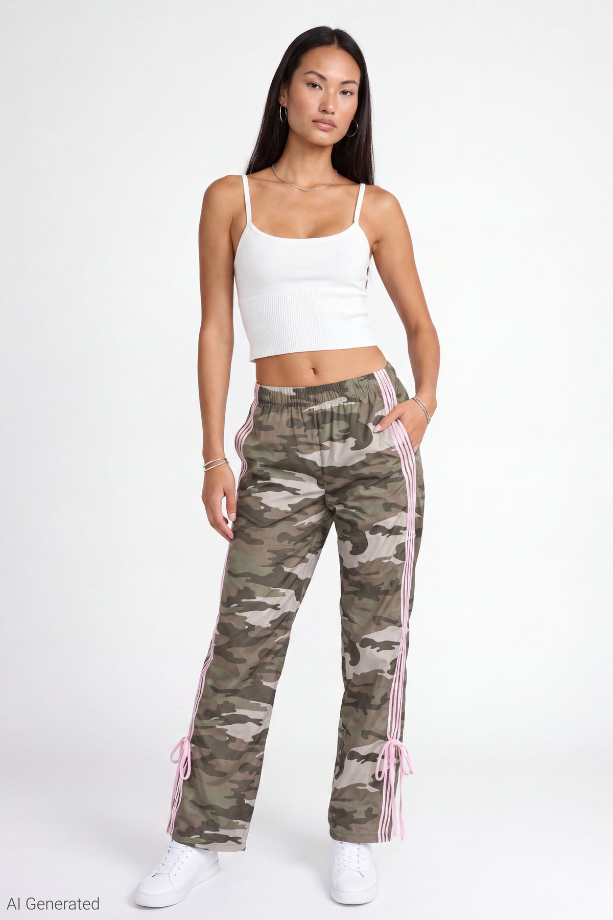 Bow Detail Track Pant - Camouflage