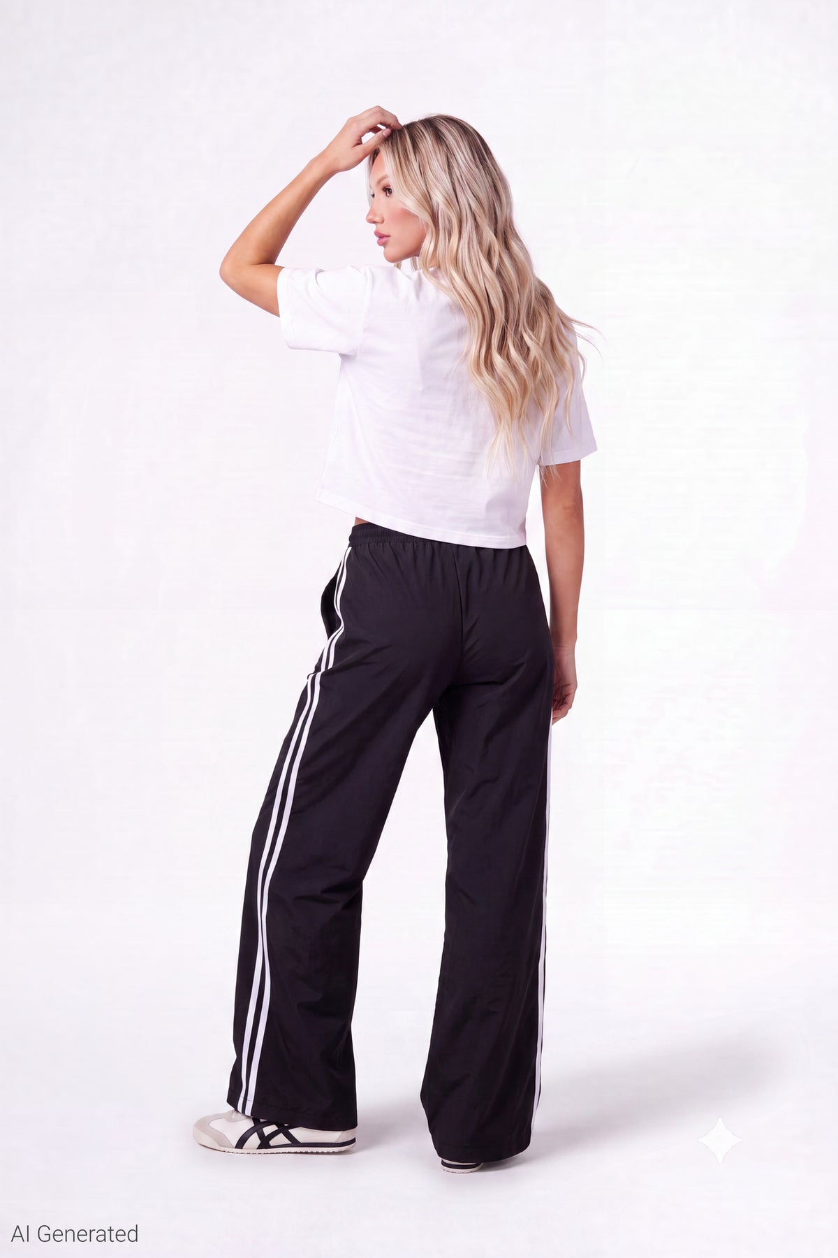 Alt View 2. Wide Leg Track Pant - Black
