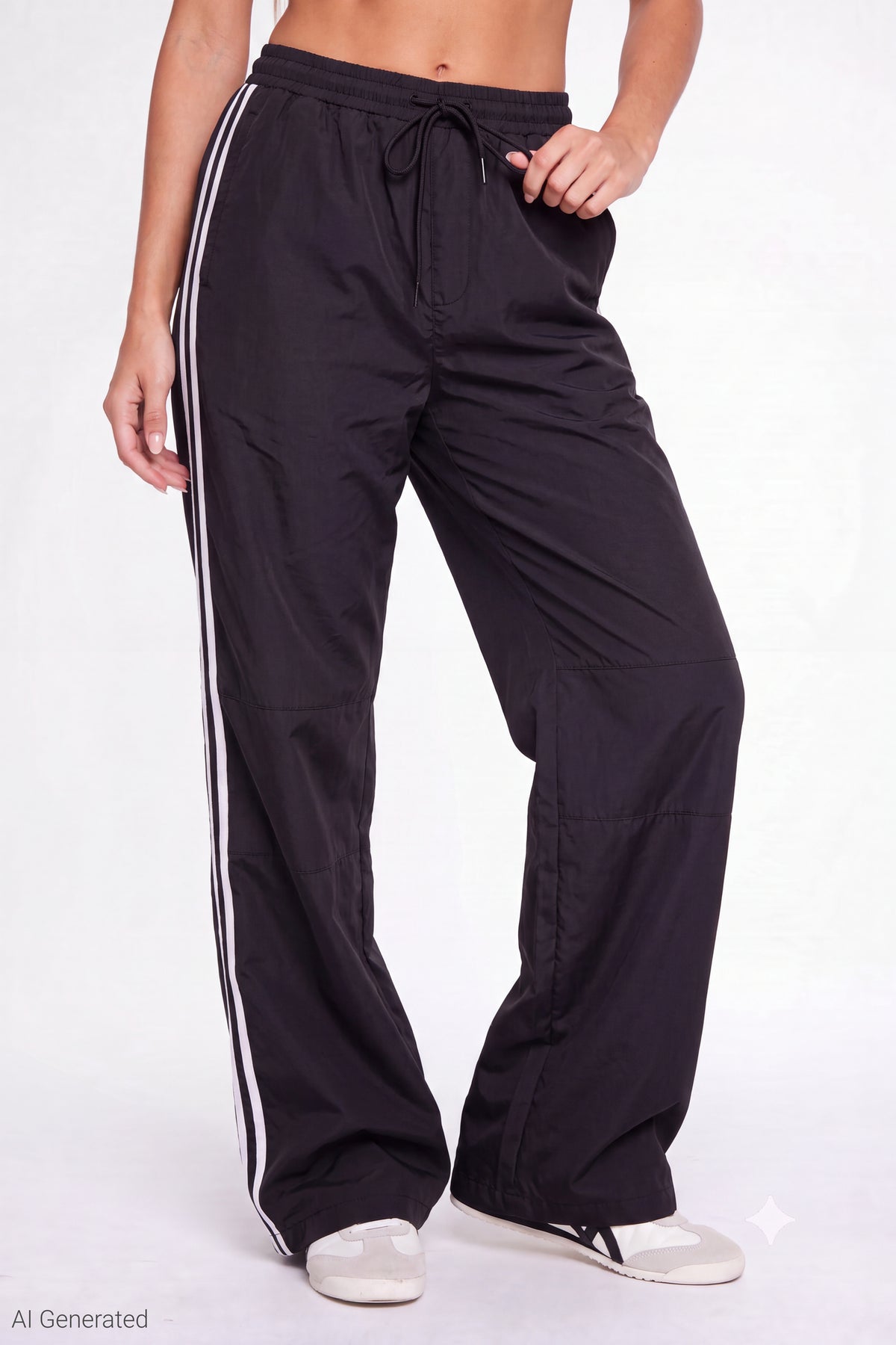 Alt View 3. Wide Leg Track Pant - Black