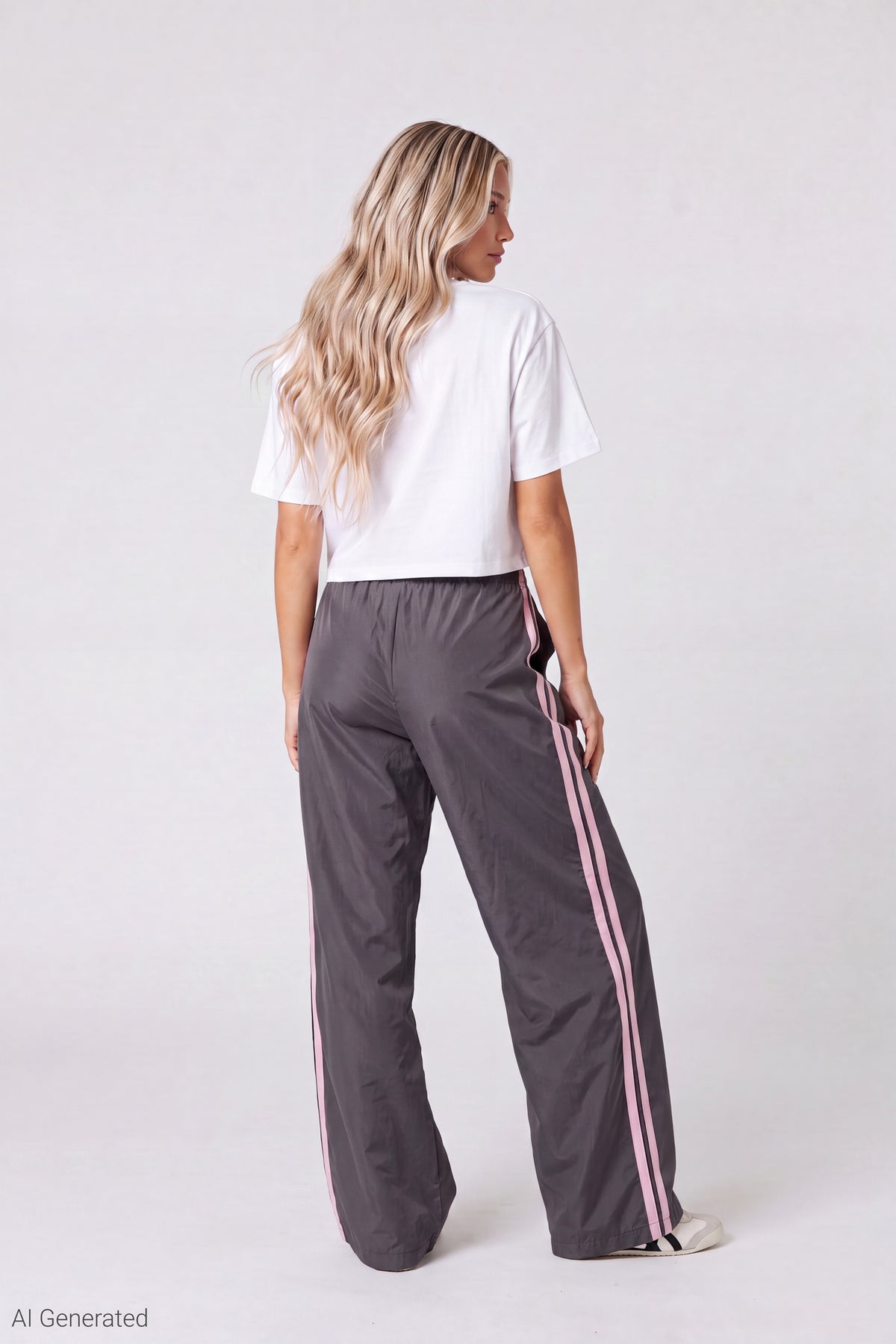 Alt View 2. Wide Leg Track Pant - Charcoal