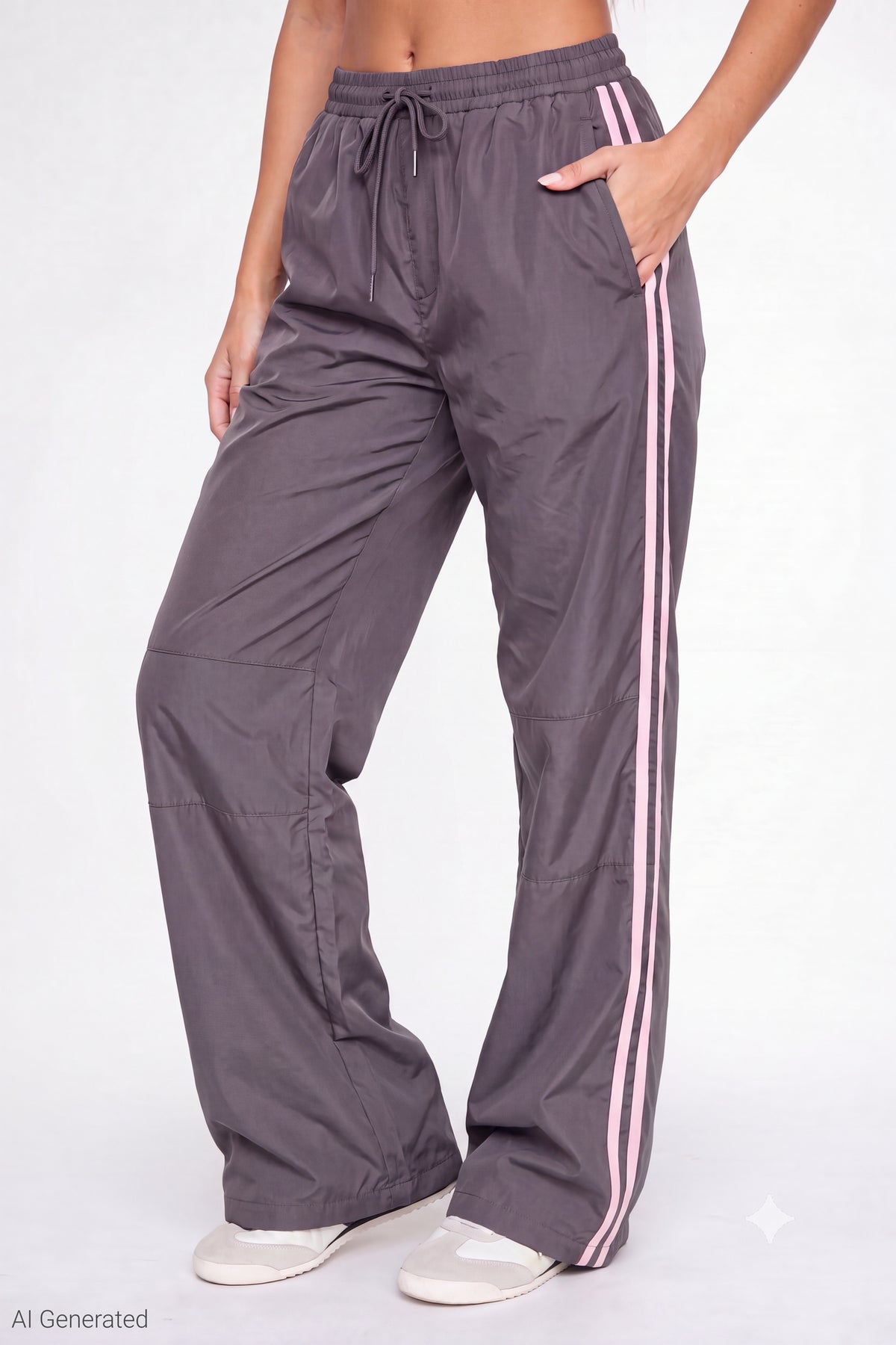 Alt View 3. Wide Leg Track Pant - Charcoal