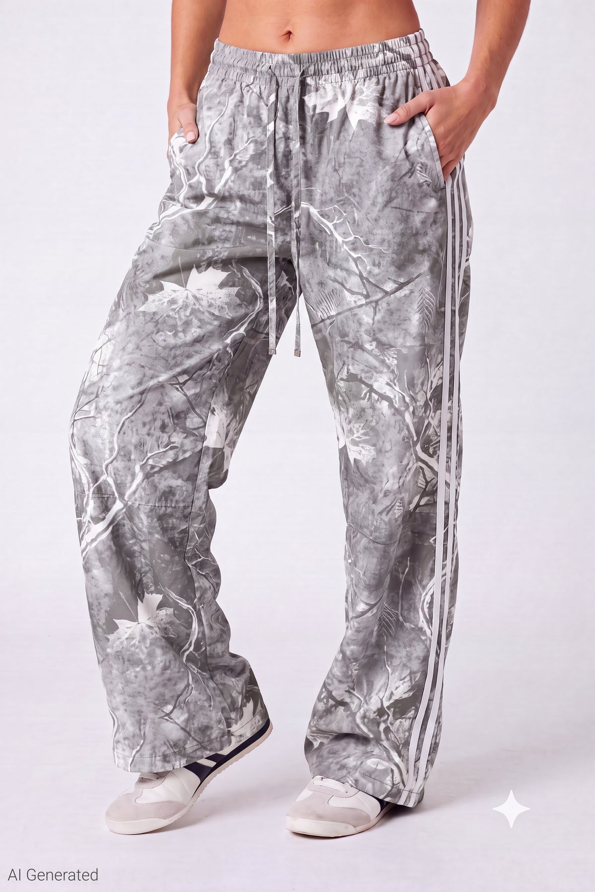 Alt View 3. Wide Leg Track Pant - Light Grey