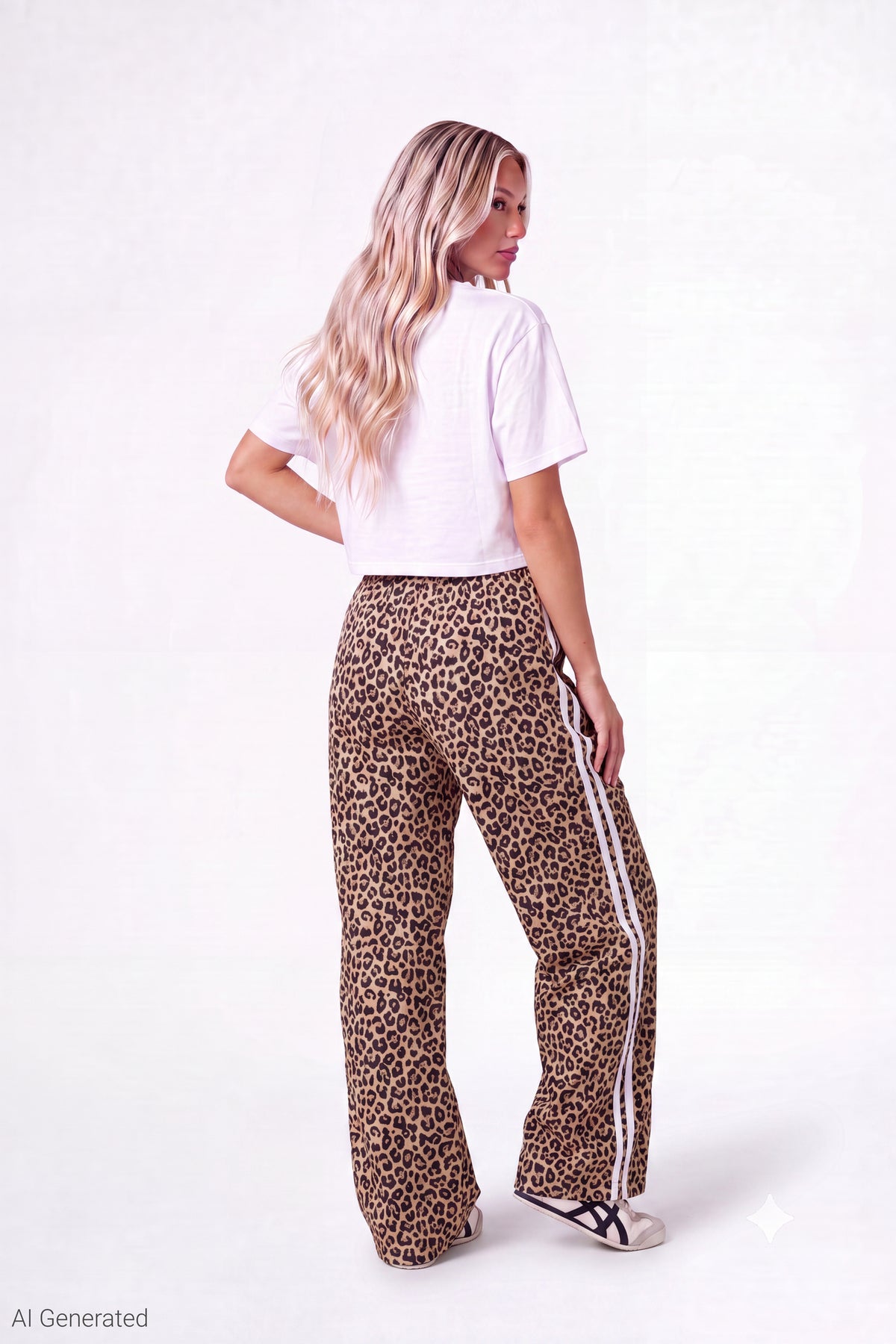 Alt View 2. Wide Leg Track Pant - Leopard