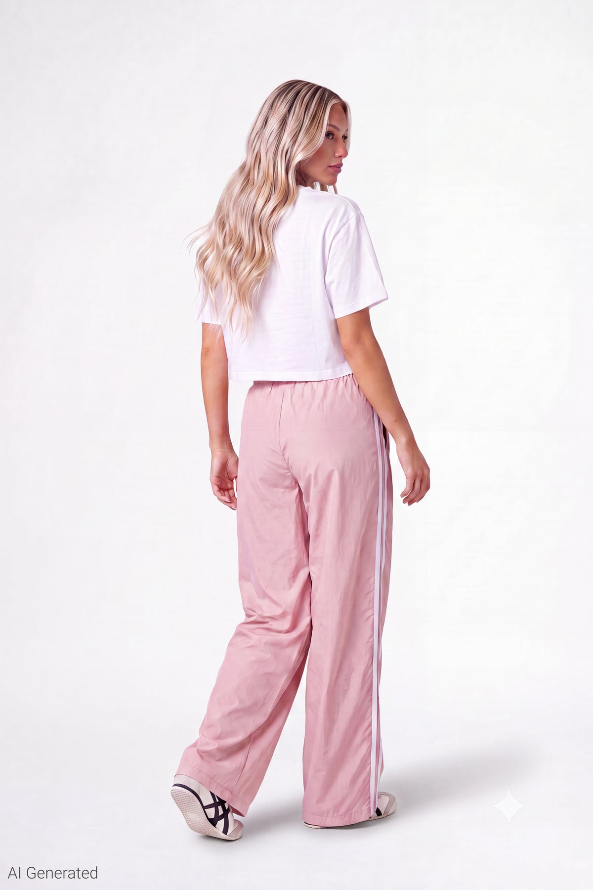 Alt View 2. Wide Leg Track Pant - Pink