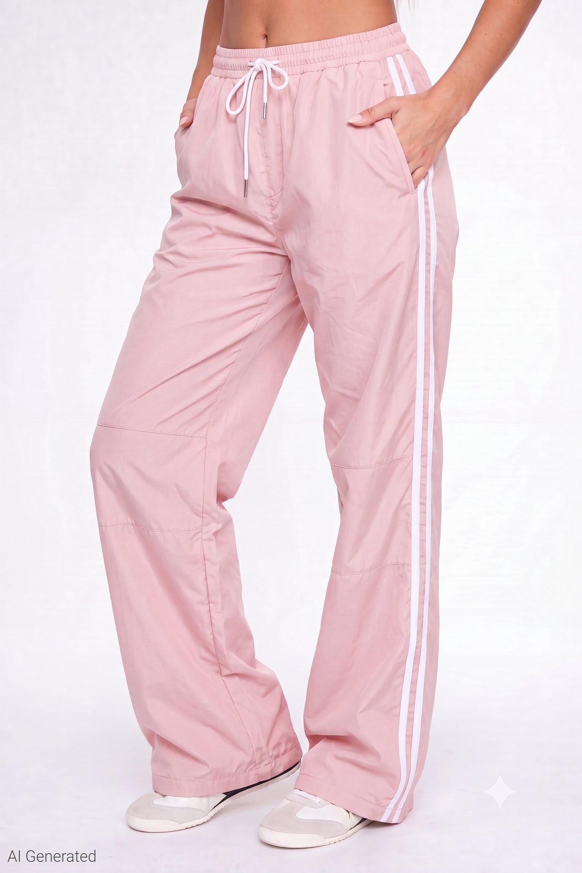 Alt View 3. Wide Leg Track Pant - Pink