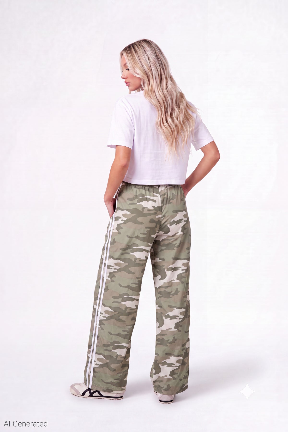 Alt View 2. Wide Leg Track Pant - Camouflage