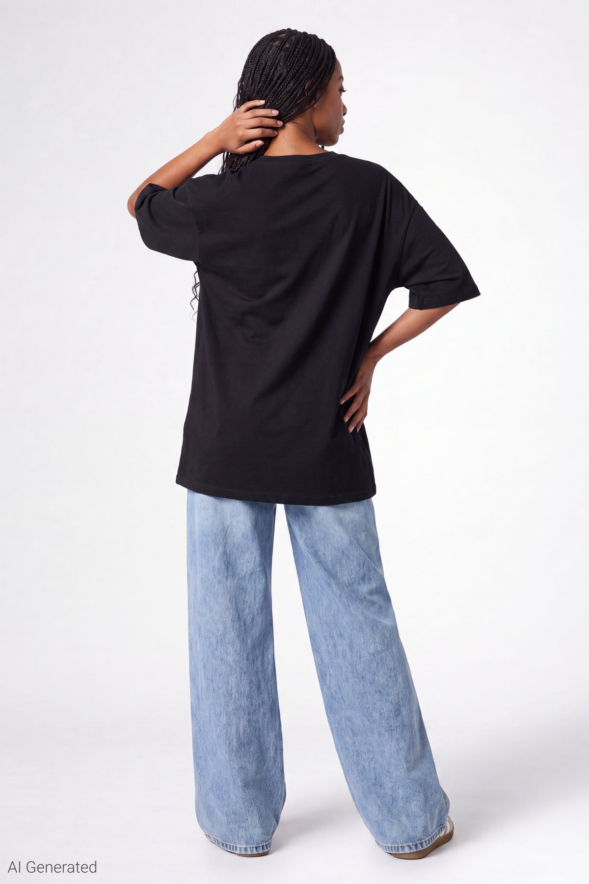 Alt View 3. Oversized Soft Graphic T-Shirt - Black