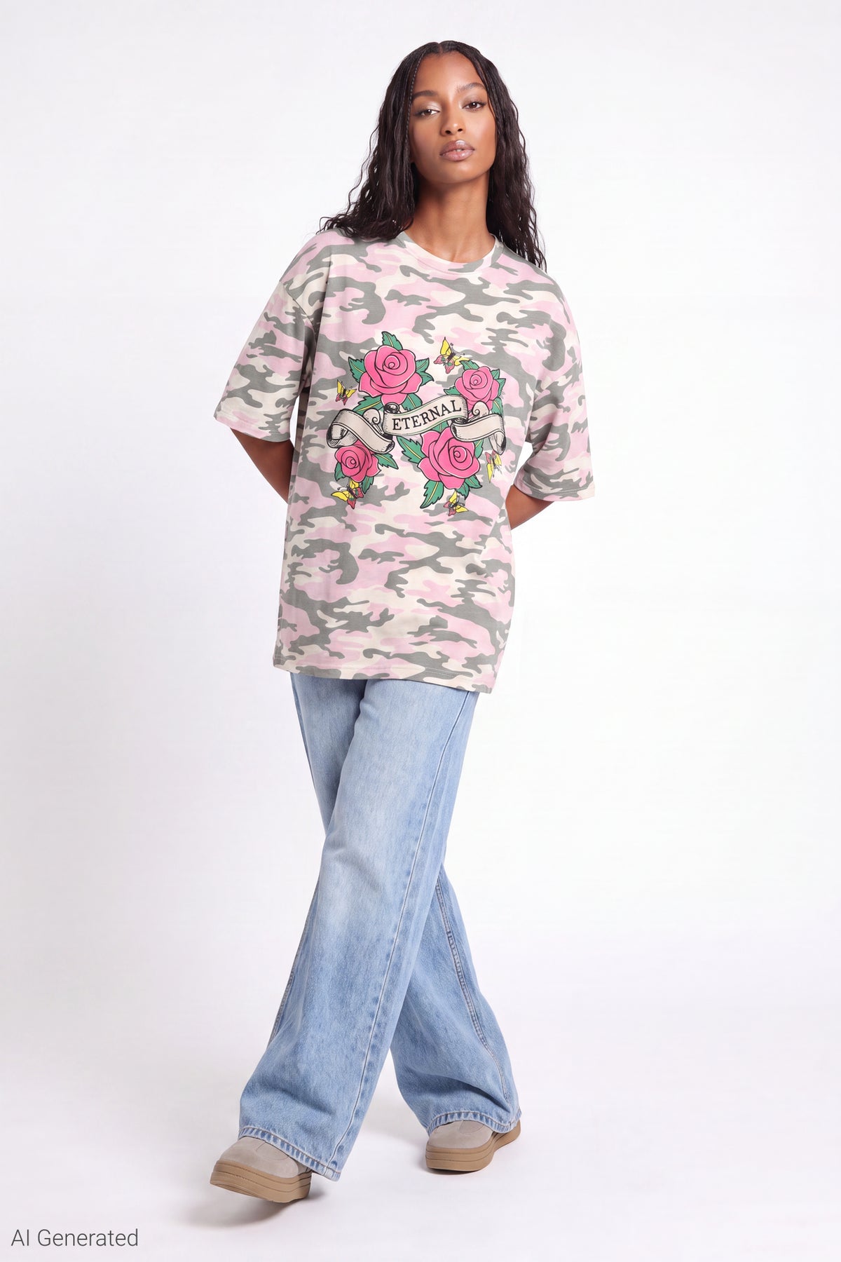Alt View 2. Oversized Soft Graphic T-Shirt - Light Pink