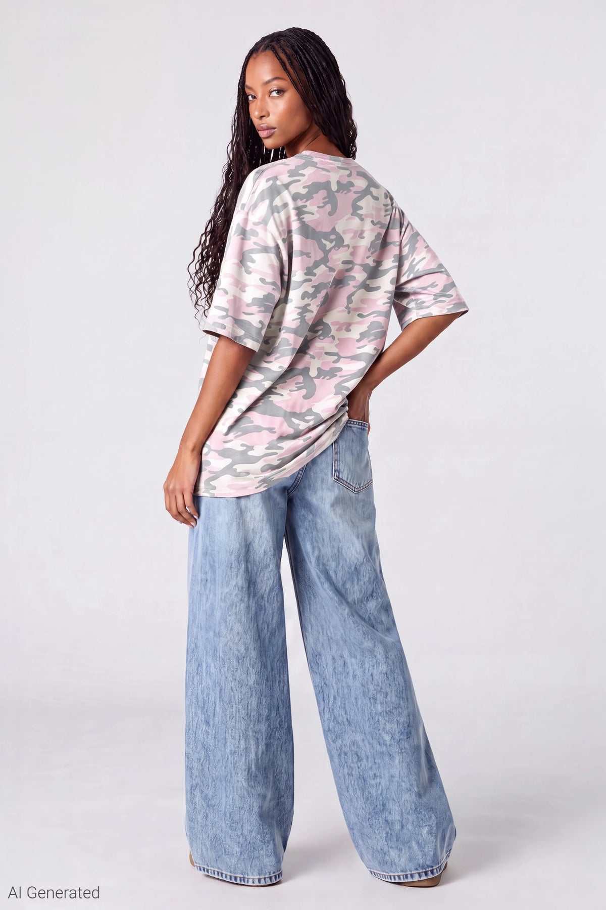 Alt View 3. Oversized Soft Graphic T-Shirt - Light Pink