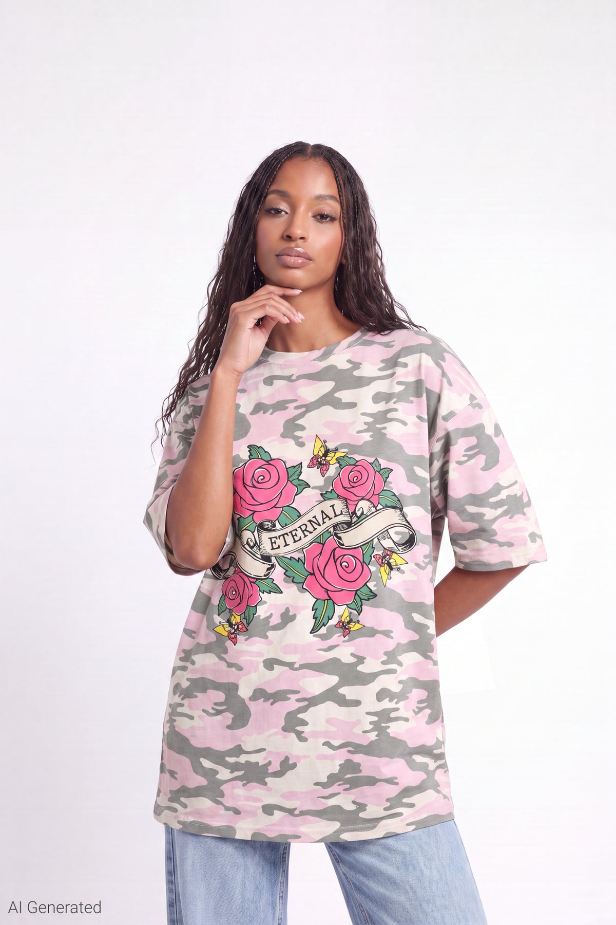 Oversized Soft Graphic T-Shirt - Light Pink