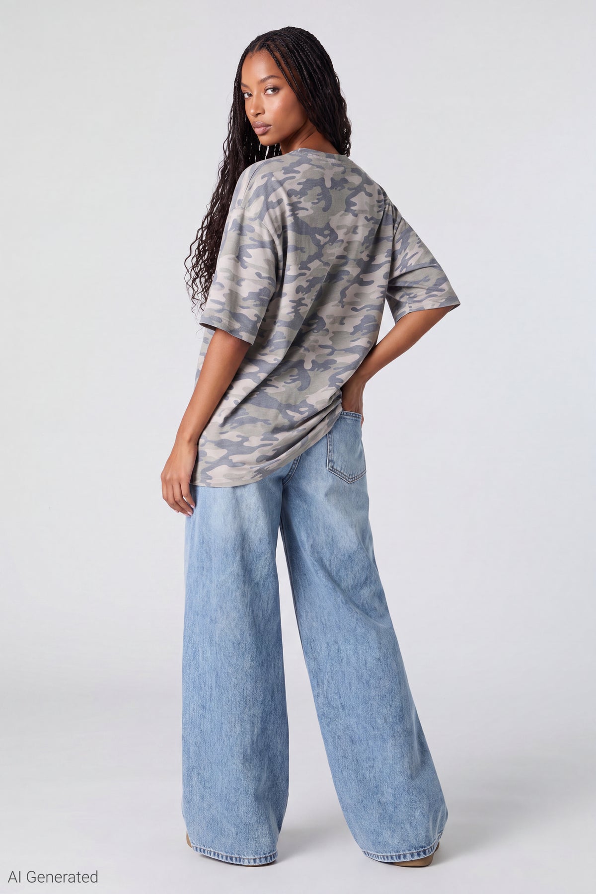 Alt View 3. Oversized Soft Graphic T-Shirt - Camouflage