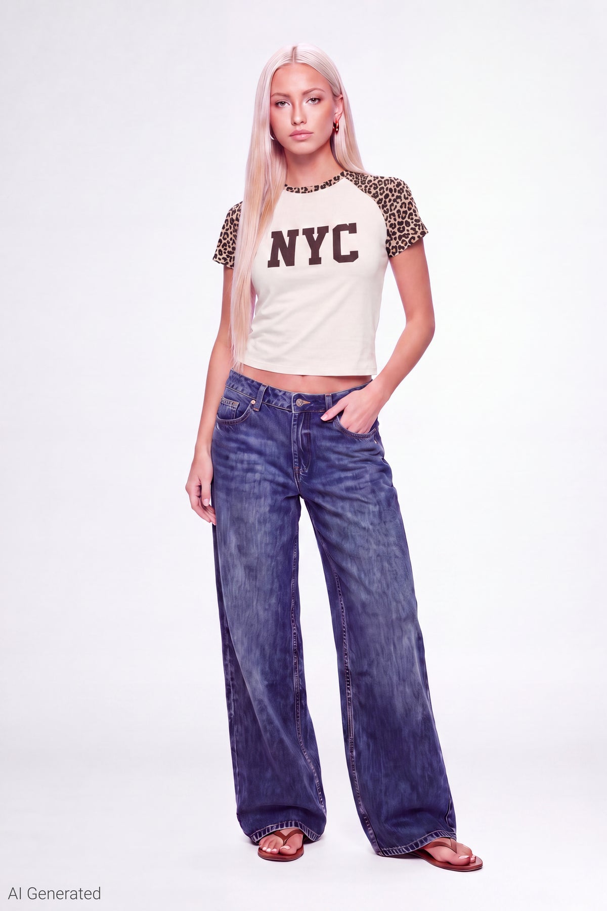 Alt View 2. Graphic Raglan T-Shirt - Leopard