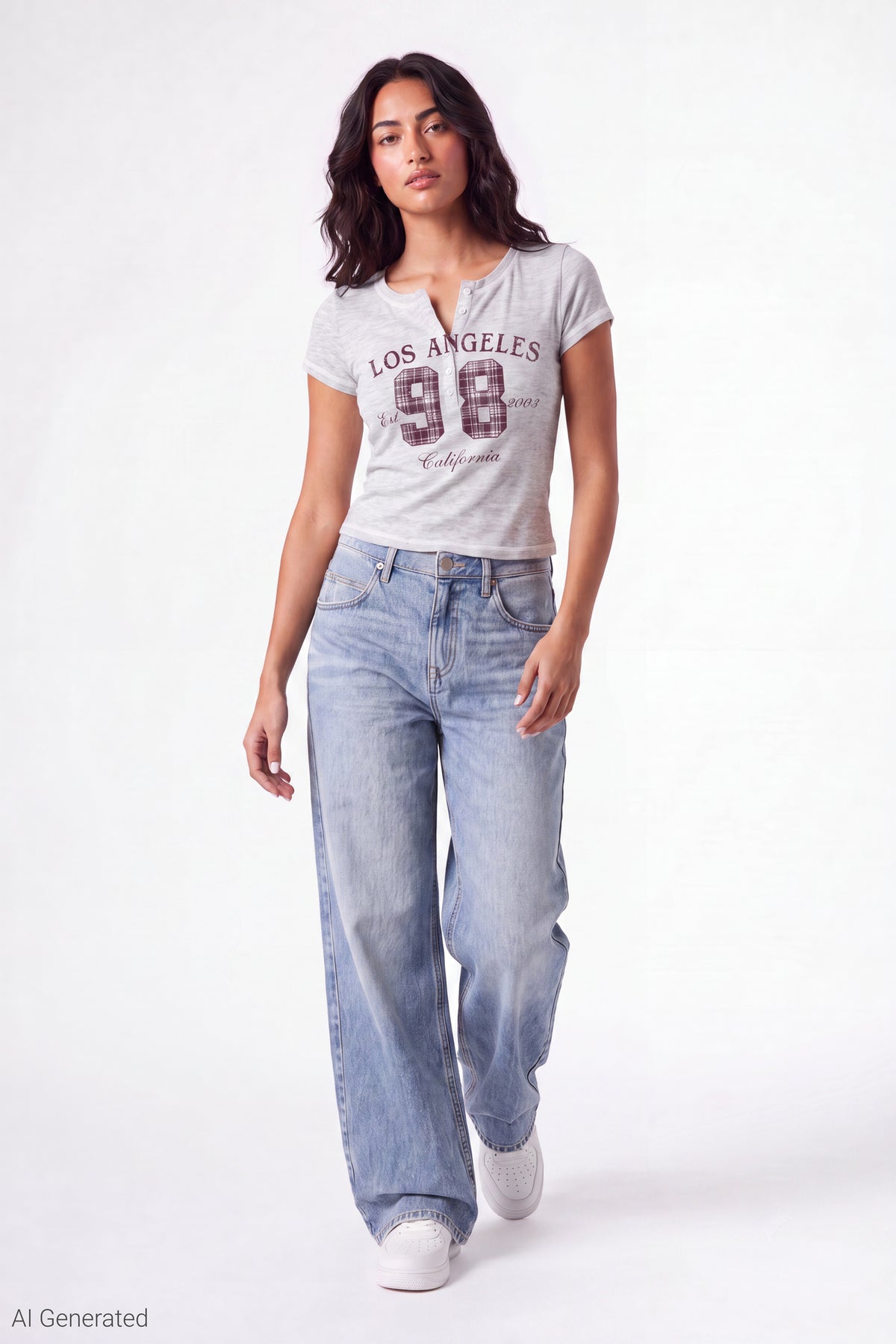 Alt View 2. Henley Graphic T-Shirt - Heather Grey