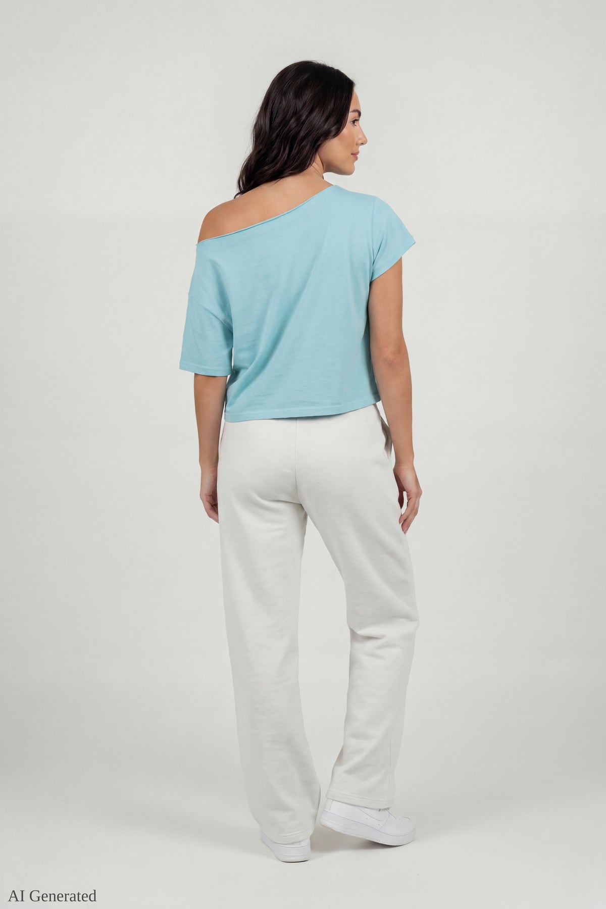 Alt View 3. Off-Shoulder Summer Graphic T-Shirt - Blue