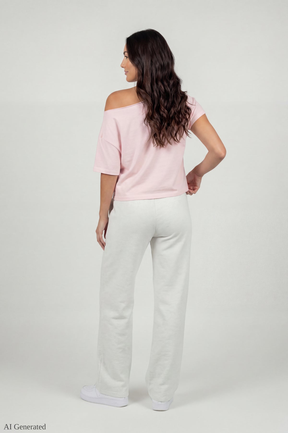 Alt View 3. Off-Shoulder Summer Graphic T-Shirt - Pink