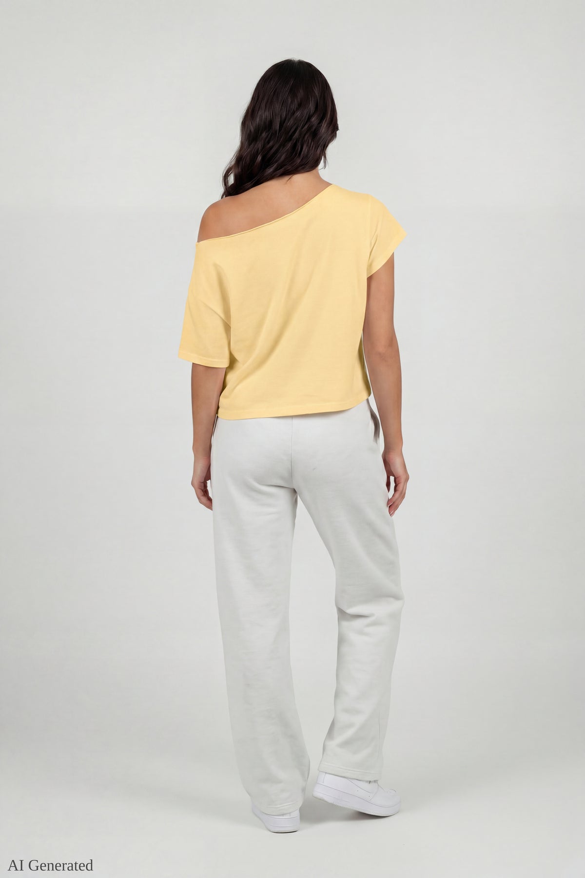 Alt View 3. Off-Shoulder Summer Graphic T-Shirt - Yellow