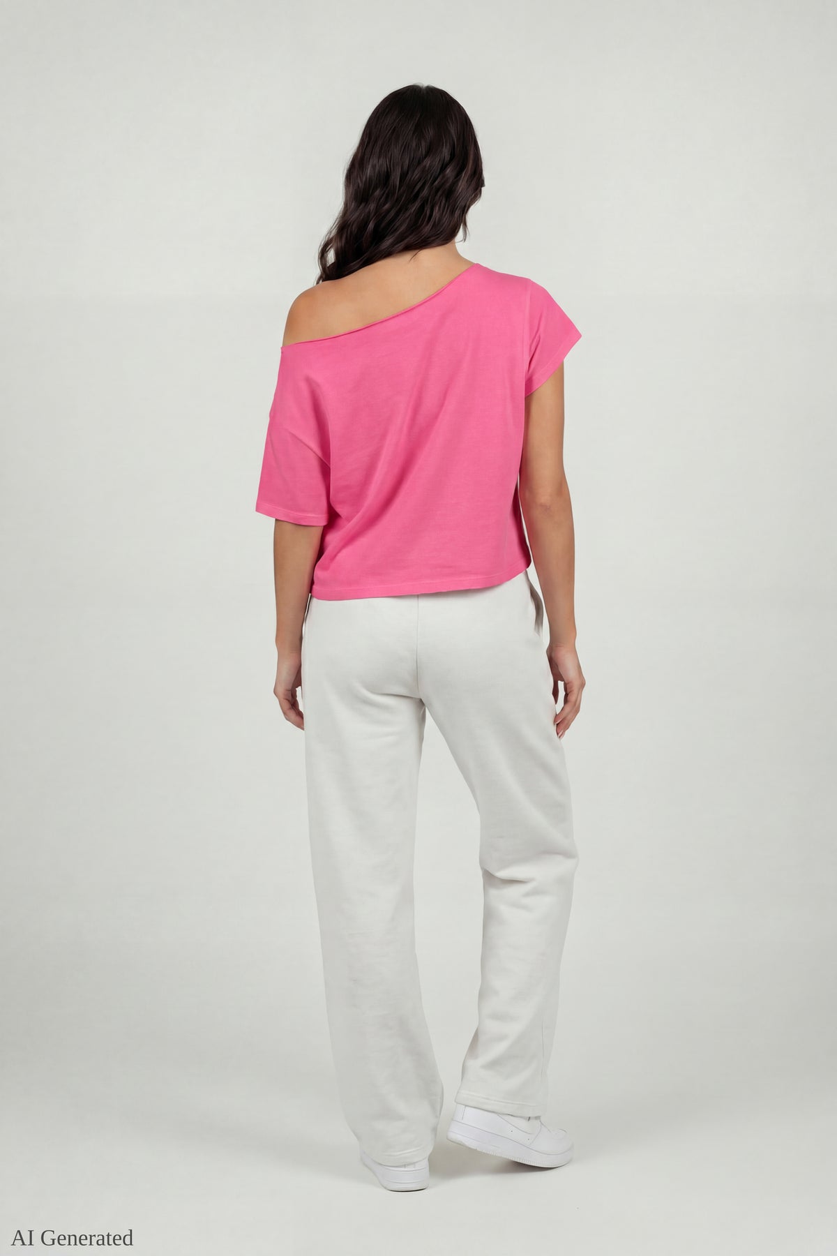 Alt View 3. Off-Shoulder Summer Graphic T-Shirt - Fuchsia
