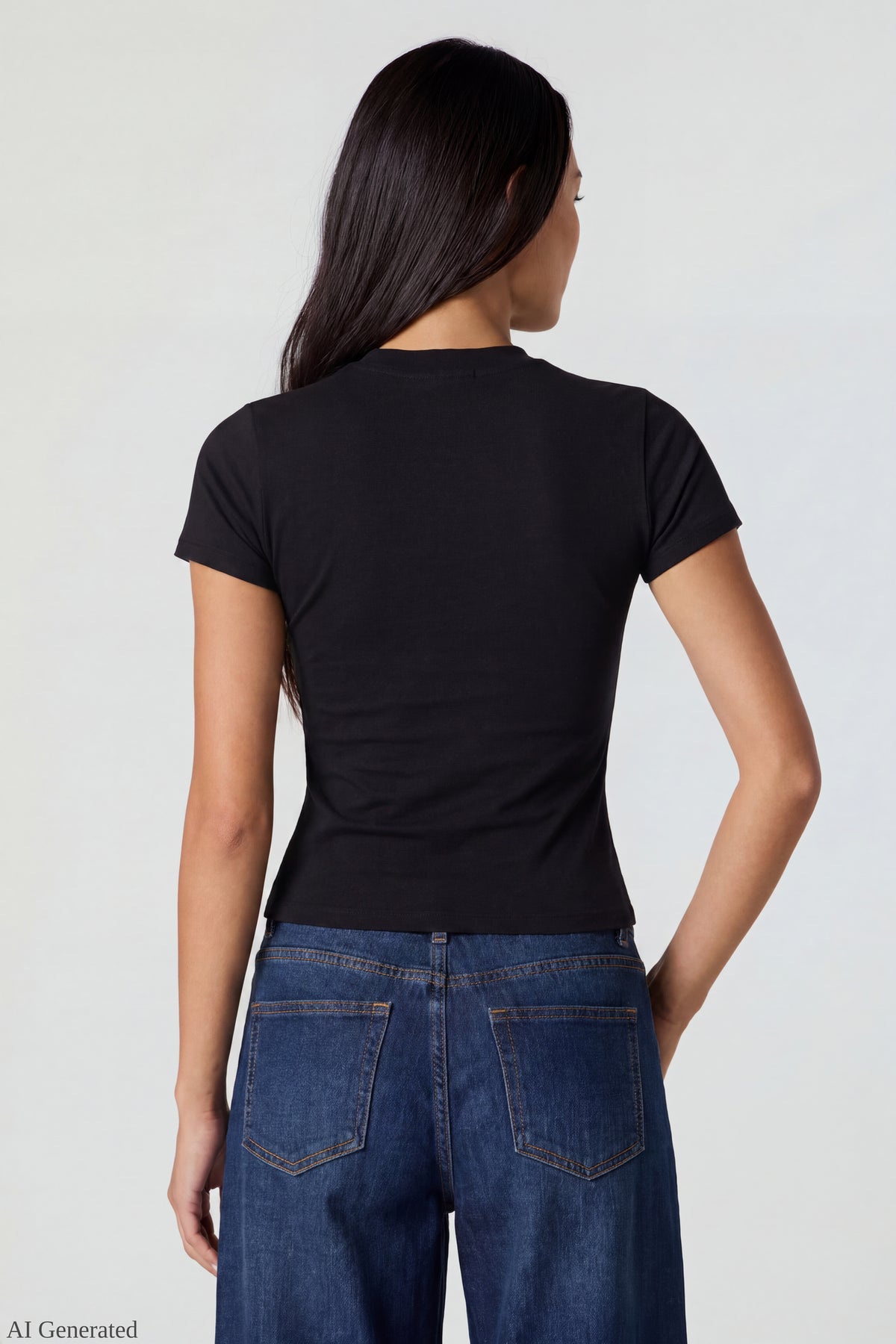 Alt View 3. Graphic Fitted T-Shirt - Black