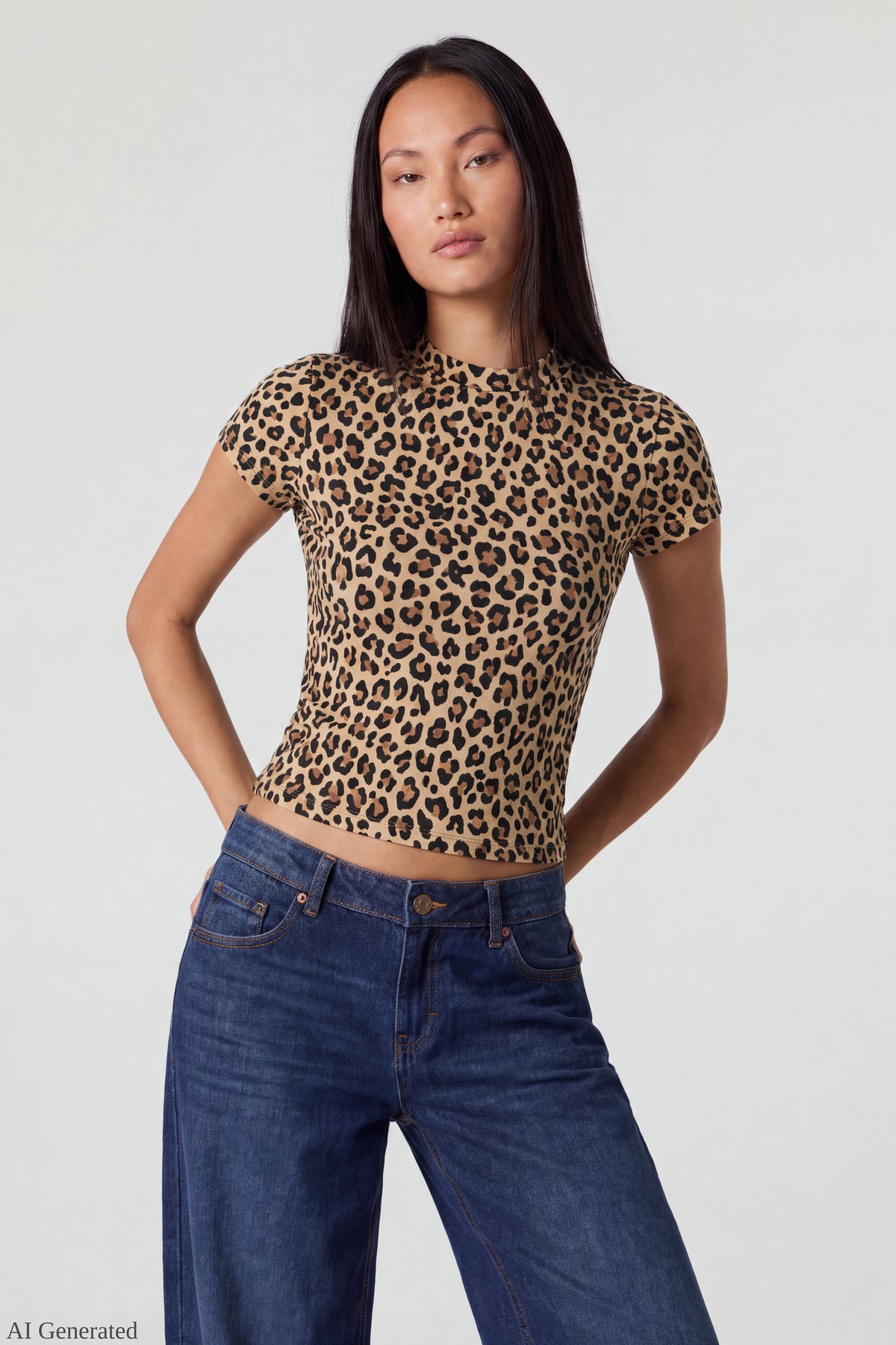 Graphic Fitted T-Shirt - Leopard