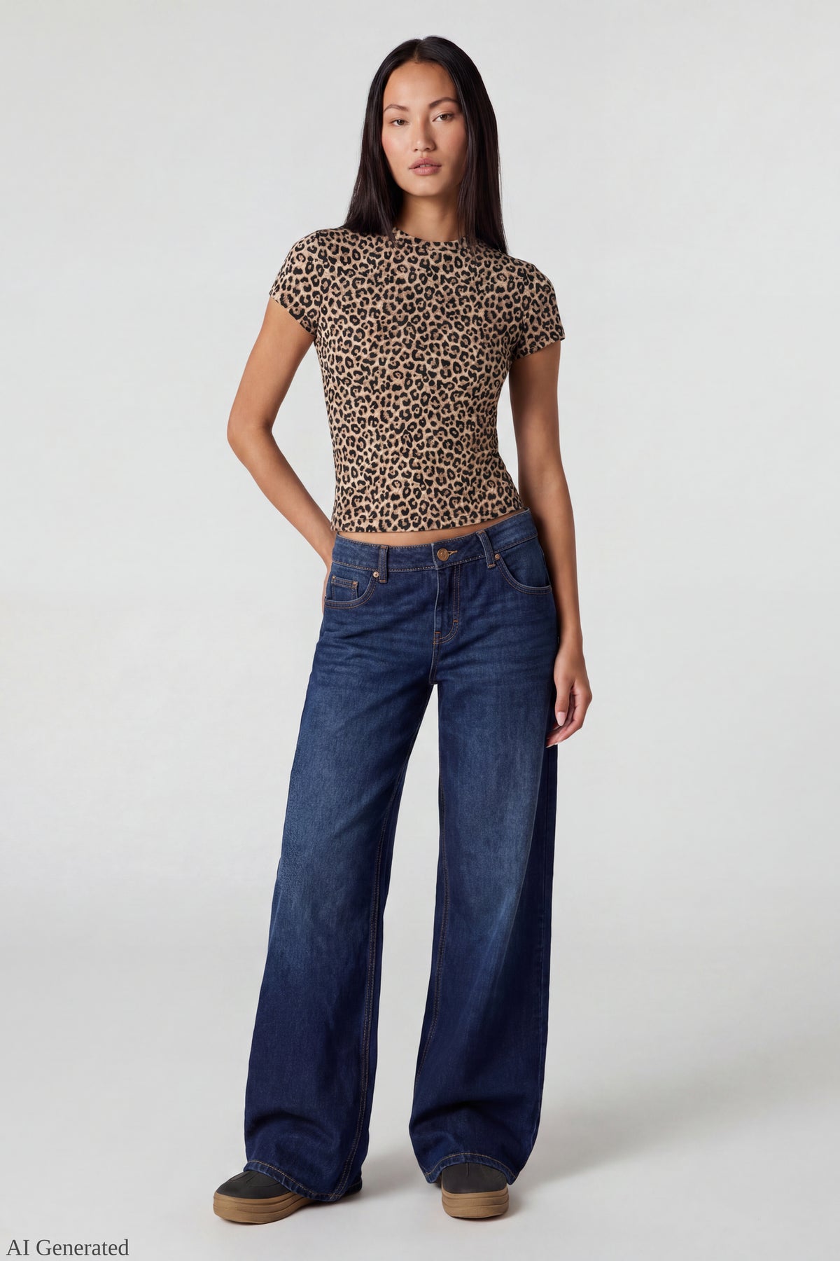 Alt View 2. Graphic Fitted T-Shirt - Leopard