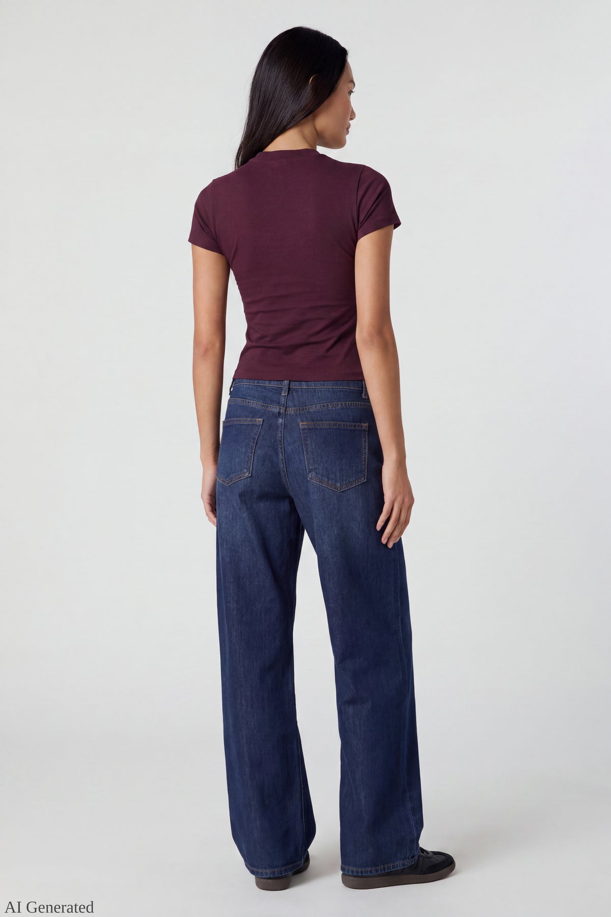 Alt View 3. Graphic Fitted T-Shirt - Burgundy
