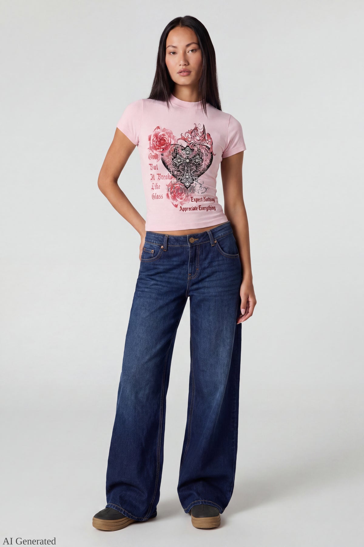 Alt View 2. Graphic Fitted T-Shirt - Light Pink