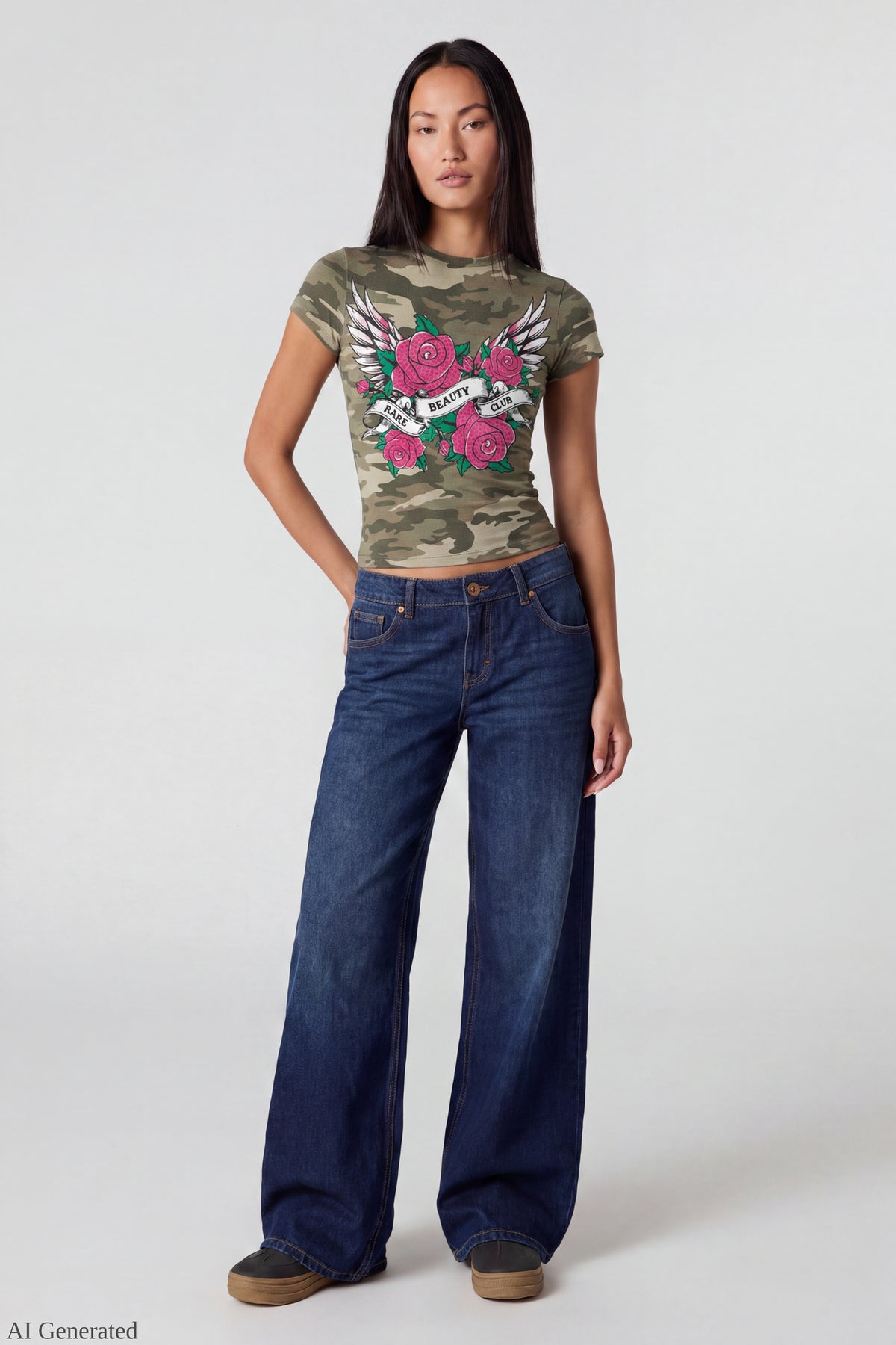 Alt View 2. Graphic Fitted T-Shirt - Camouflage
