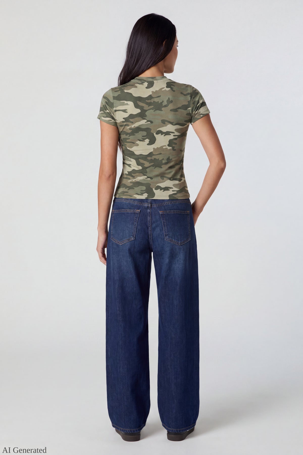Alt View 3. Graphic Fitted T-Shirt - Camouflage