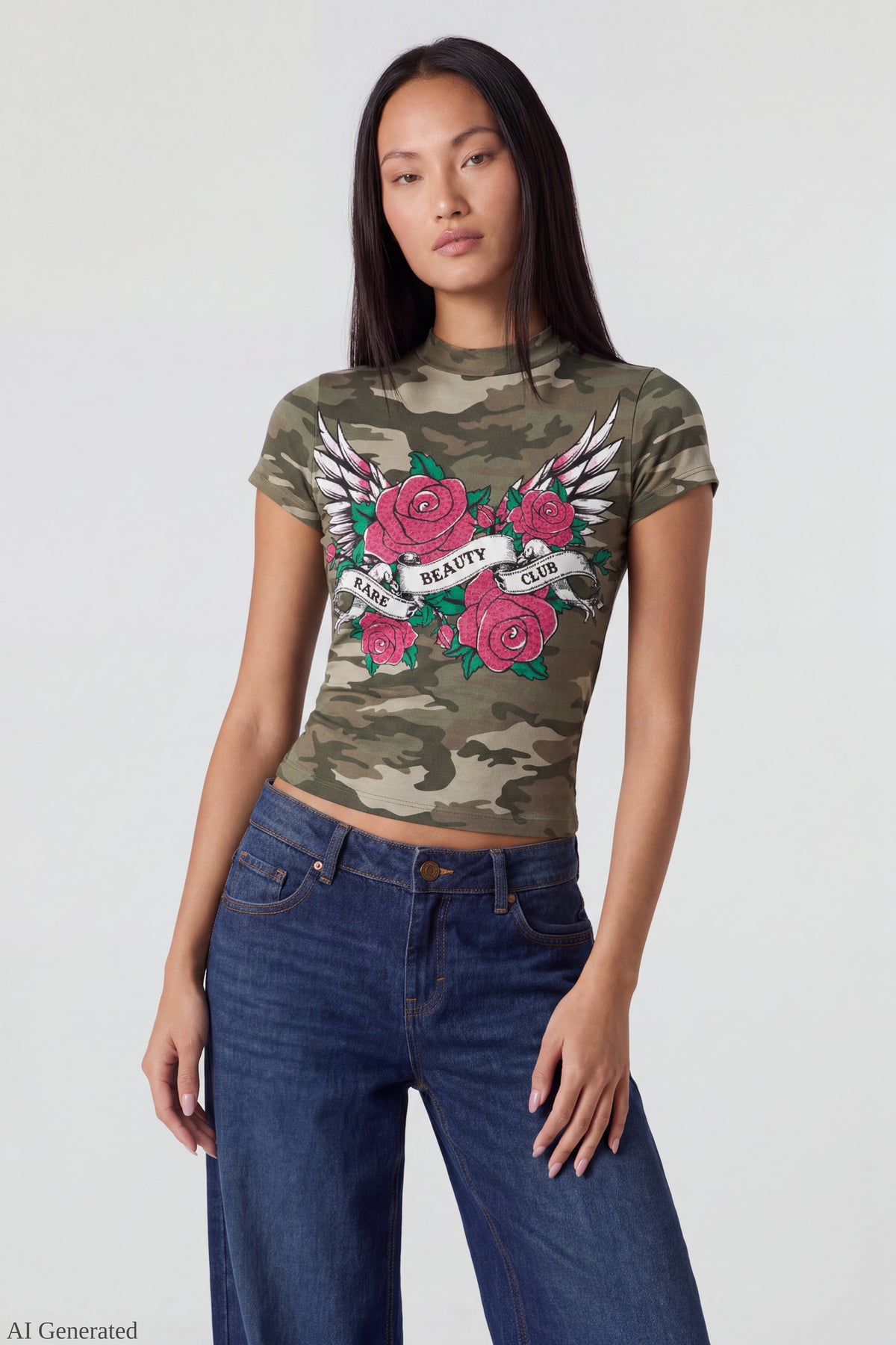 Graphic Fitted T-Shirt - Camouflage