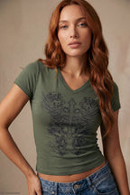 Graphic V-Neck T-Shirt