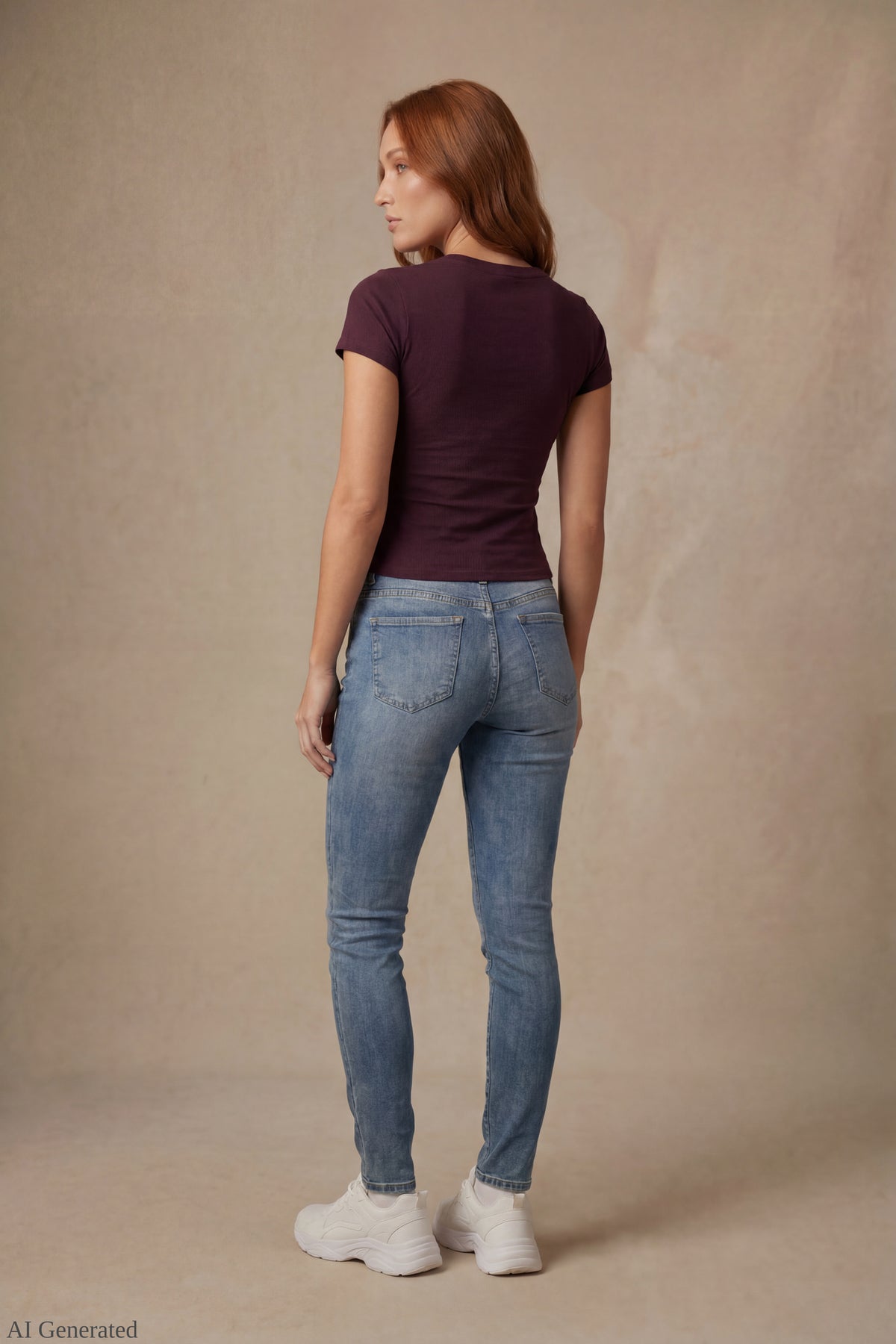 Alt View 3. Graphic V-Neck T-Shirt - Burgundy