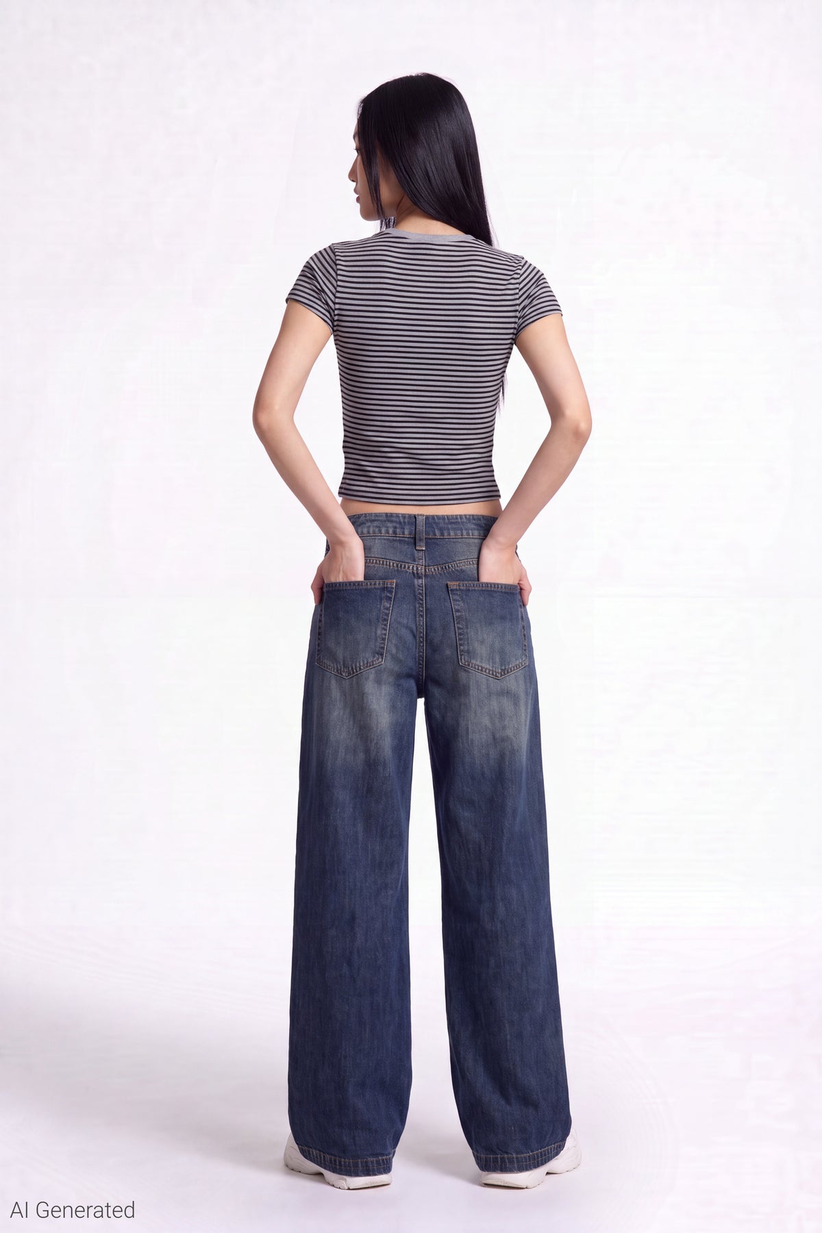 Alt View 2. Graphic Baby Tee - Grey Blue
