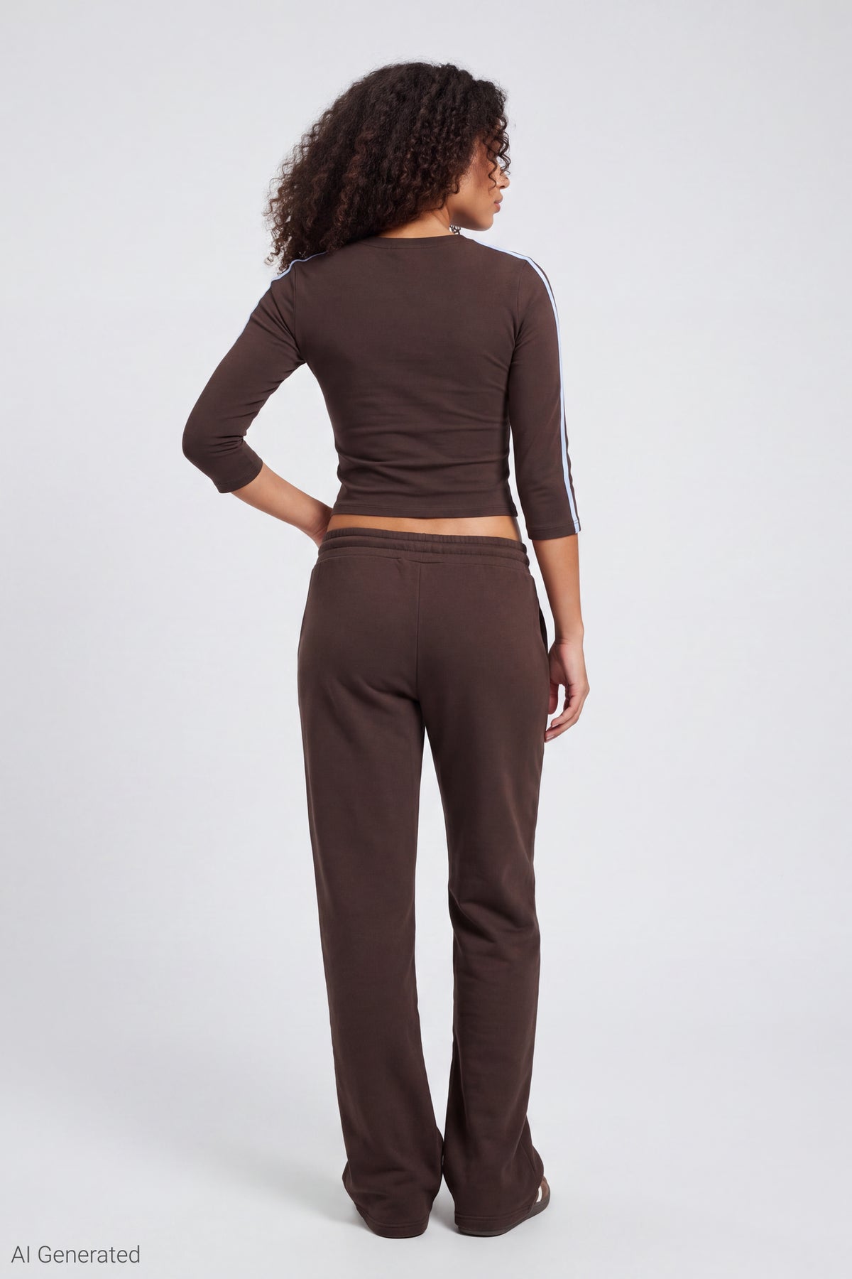 Alt View 3. Graphic 3/4 Sleeve Top - Brown
