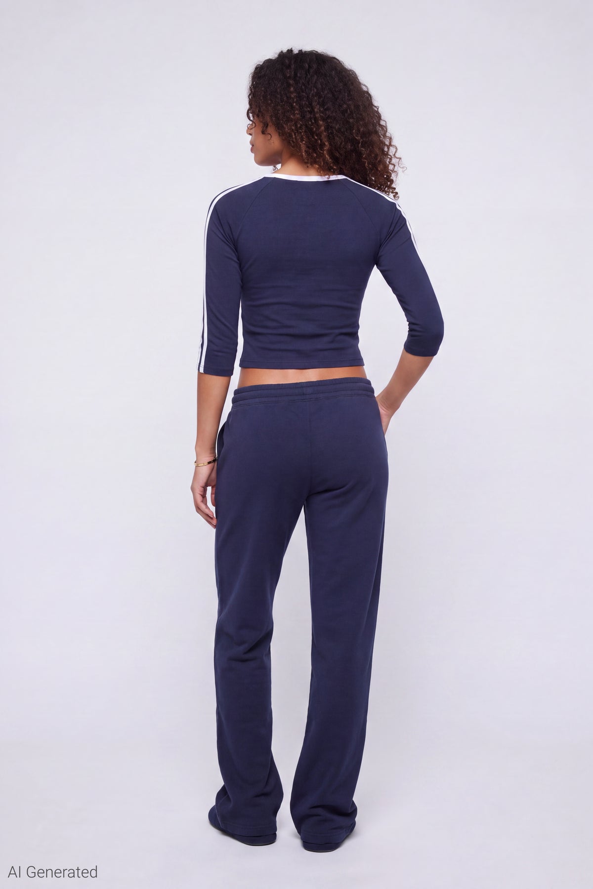 Alt View 3. Graphic 3/4 Sleeve Top - Dark Blue