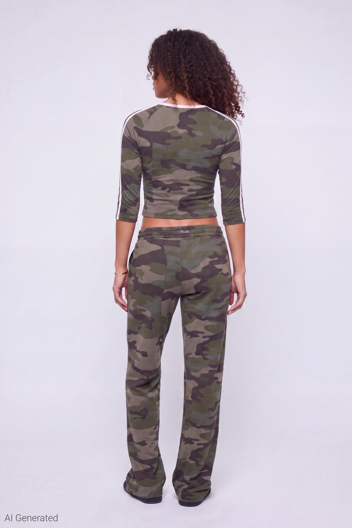 Alt View 3. Graphic 3/4 Sleeve Top - Camouflage