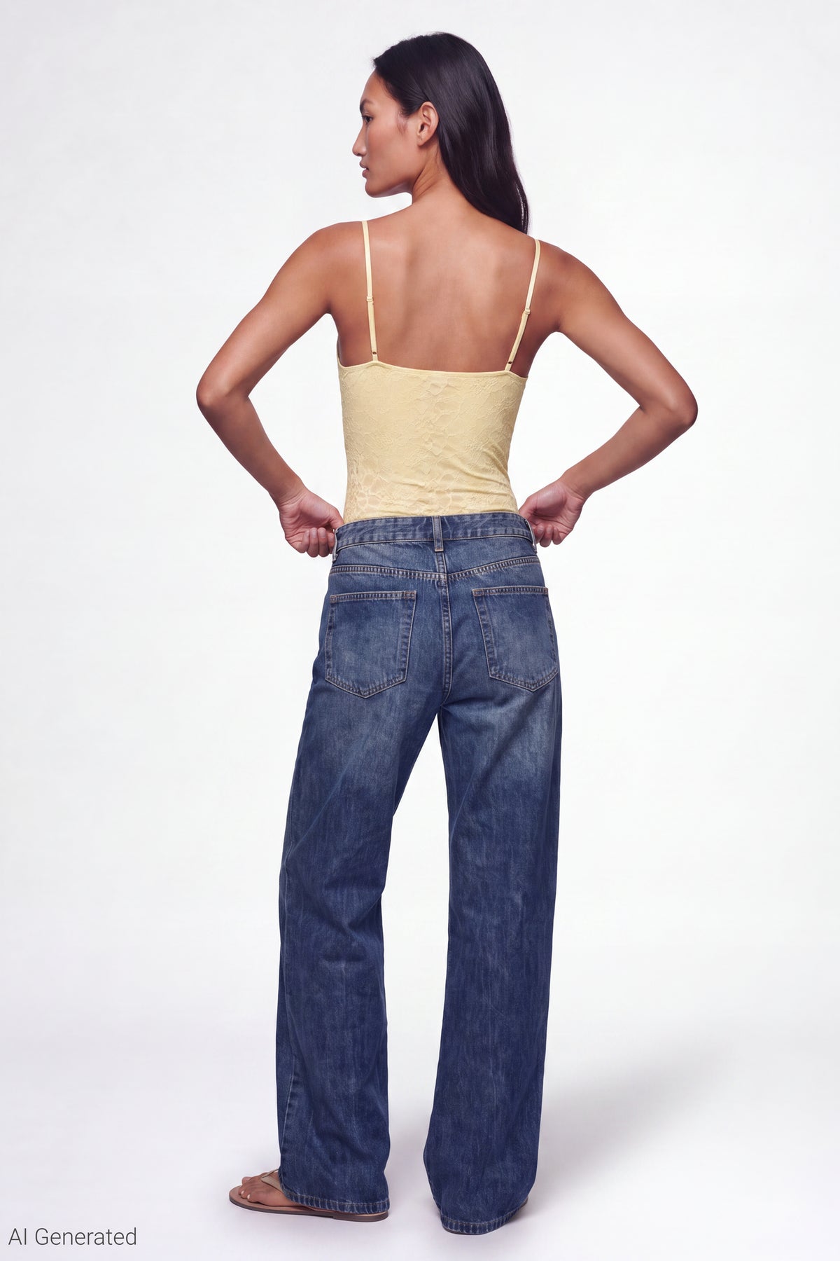 Alt View 3. Lace V-Neck Bodysuit - Yellow
