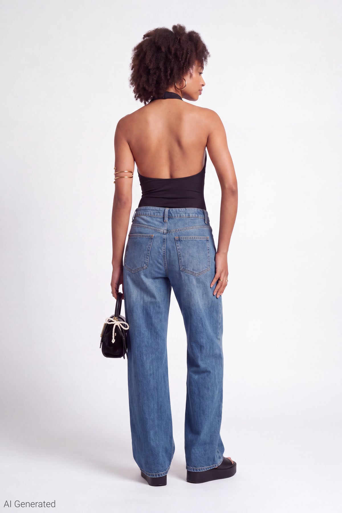Alt View 3. Cowl Neck Halter Bodysuit - Black